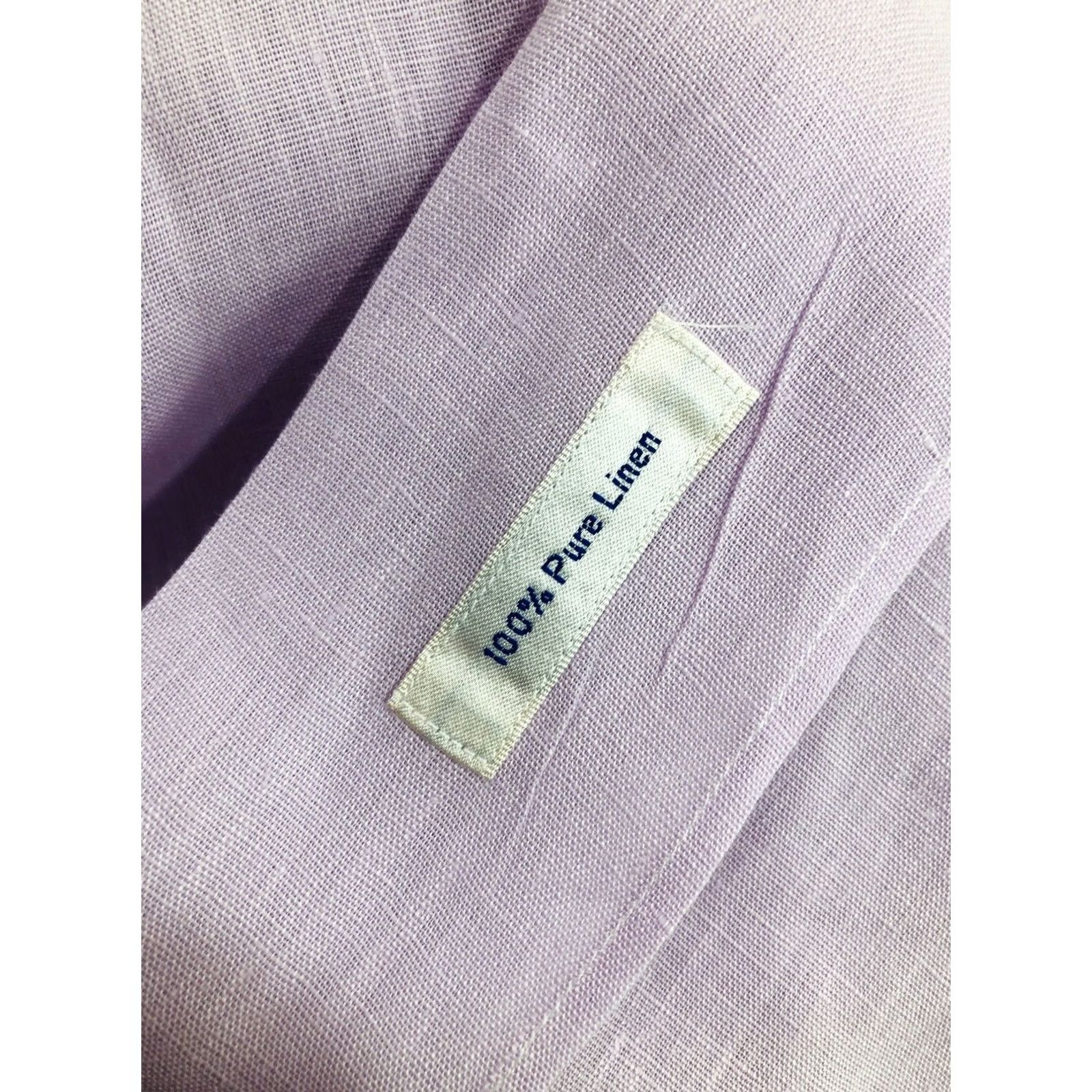 Vintage BULLock & JONES - PURE LINEN / LOOP COLLAR Mens L / XL Shirt - EXCELLENT - Pale Purple / Pink Linen Button-Up, Short Sleeve, Collared, 4G Size US L / EU 52-54 / 3 - 6 Thumbnail