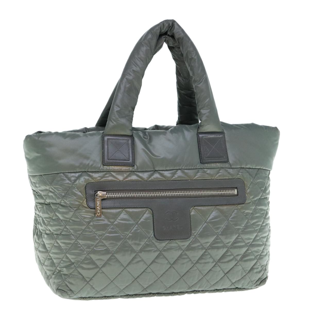 image of Chanel Cococoon Hand Bag Nylon Gray Cc Auth Fm3055 in Grey, Women's