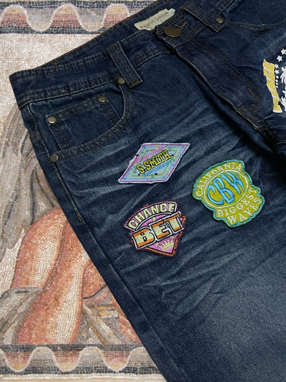 Hysteric Glamour Vintage 90s Japan Designer Sunny Smith Patchwork Fancy Denim Size US 30 / EU 46 - 9 Thumbnail
