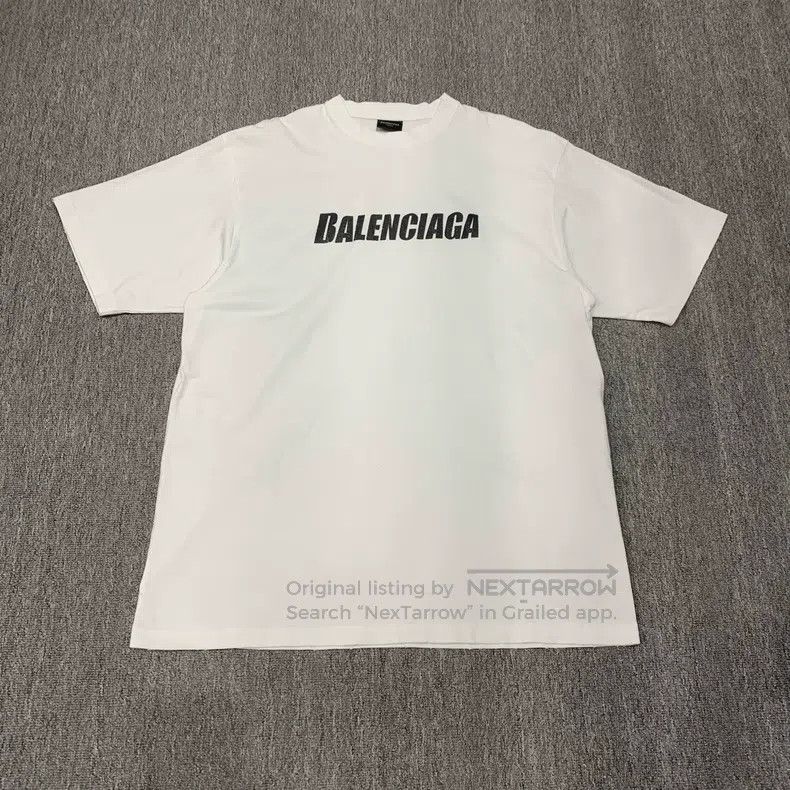 Balenciaga Balenciaga White Destroyed Letter Logo Short Sleeve Size US XXS / EU 40 - 1 Thumbnail