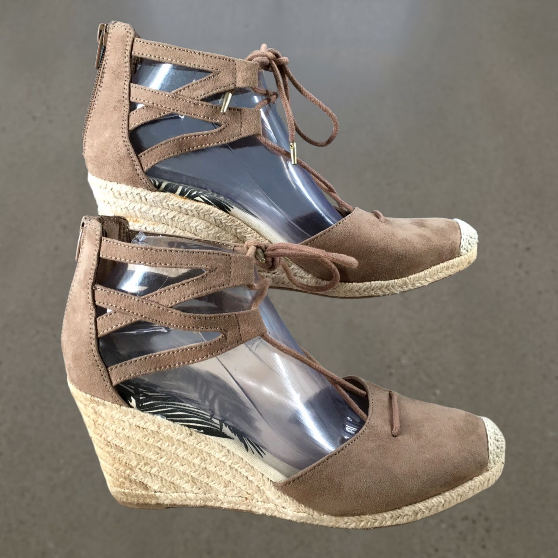 Dolce Vita DV Dolce Vita Sandals Womens 10 D Orsay Espadrille Beige Fabric Back Zip Lace Up Size US 10 / IT 40 - 1 Thumbnail