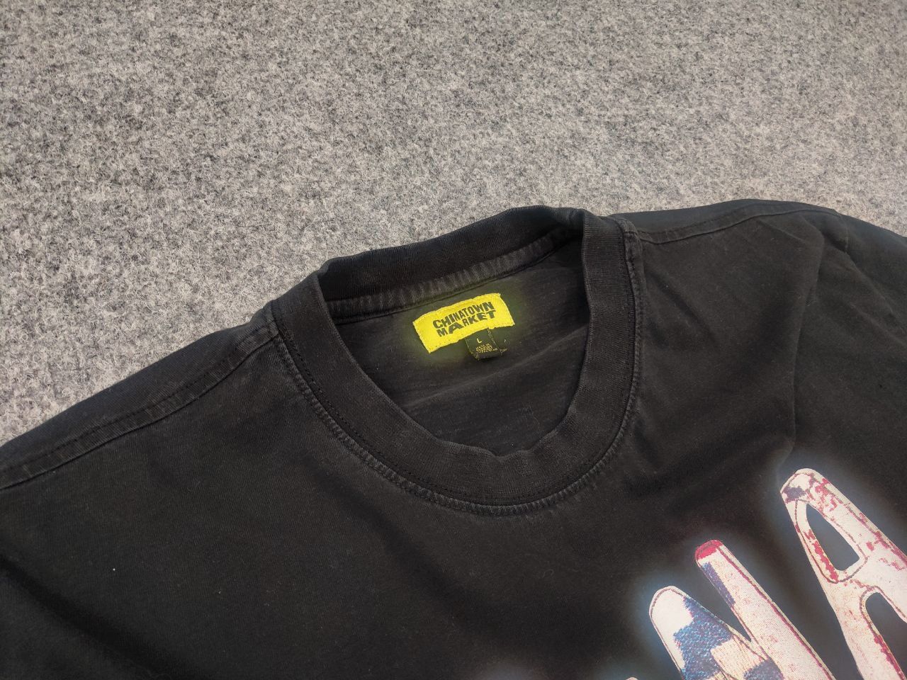 Vintage China Town market Design Japan Custom cropped black t-shirt Size US M / EU 48-50 / 2 - 7 Thumbnail