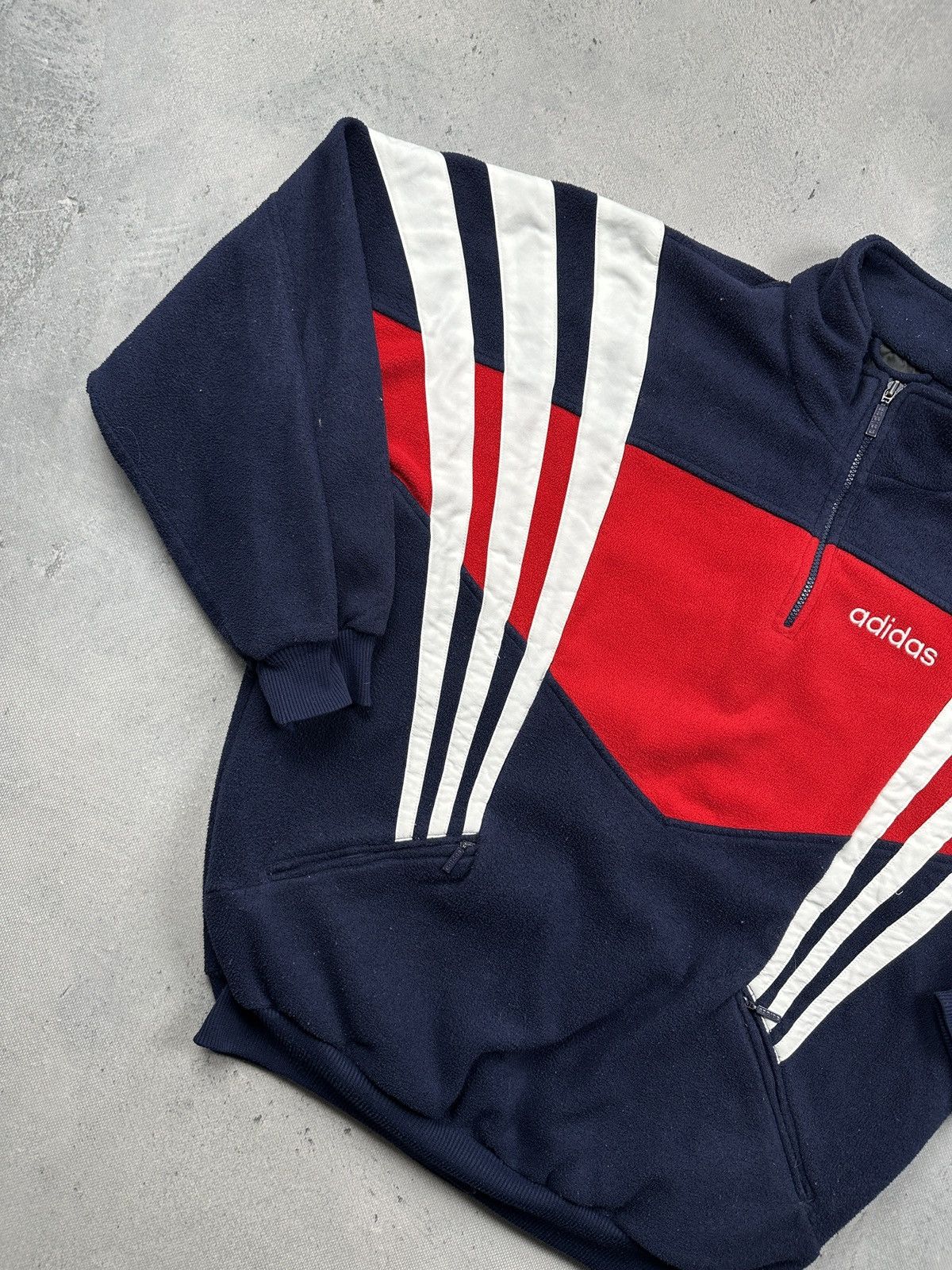 Adidas Vintage Adidas Polar Teddy Fleece Sweater Stripes Zipper 80s Size US L / EU 52-54 / 3 - 2 Thumbnail