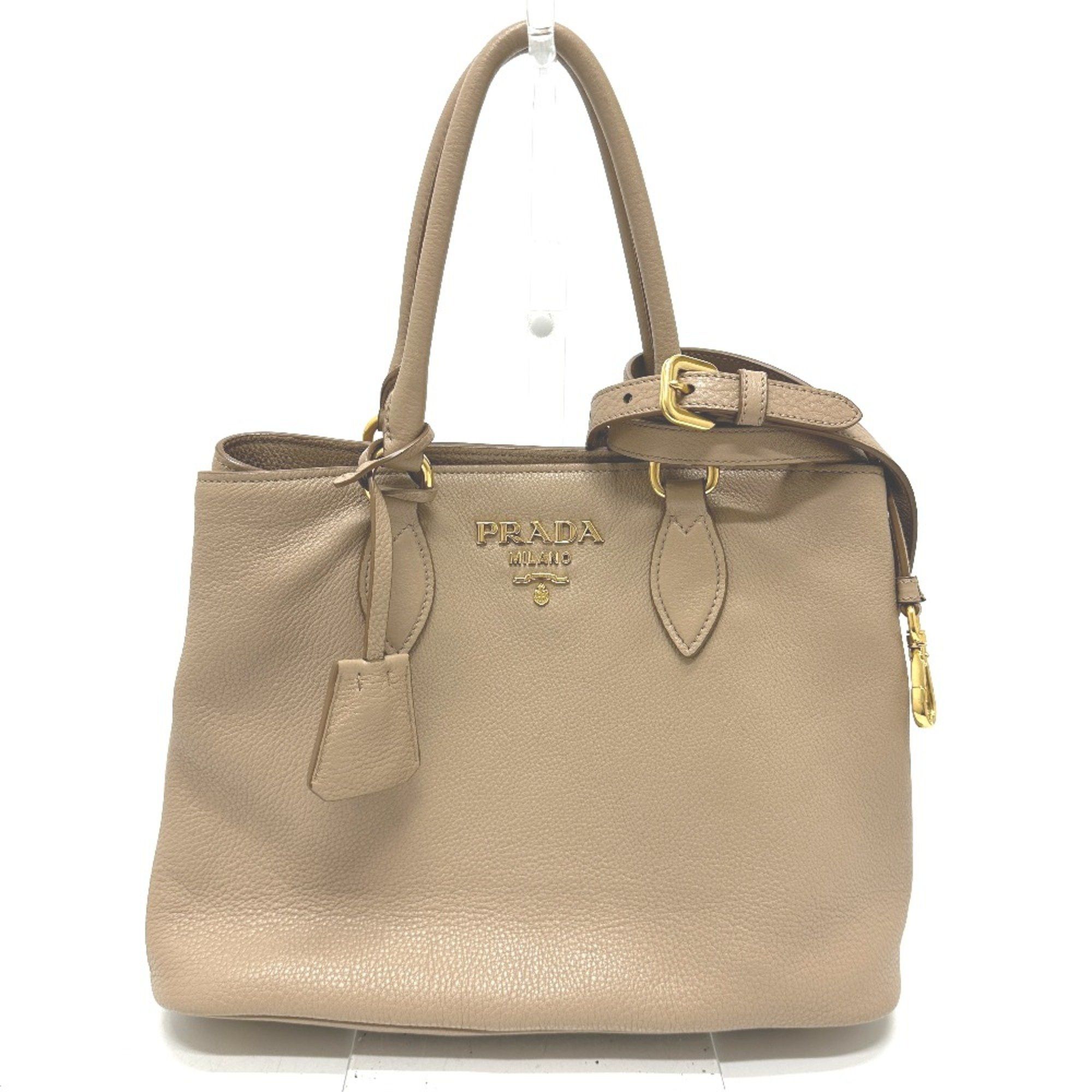 Prada PRADA 1BA058 logo 2WAY Shoulder Bag Hand Bag Beige Size ONE SIZE - 1 Thumbnail