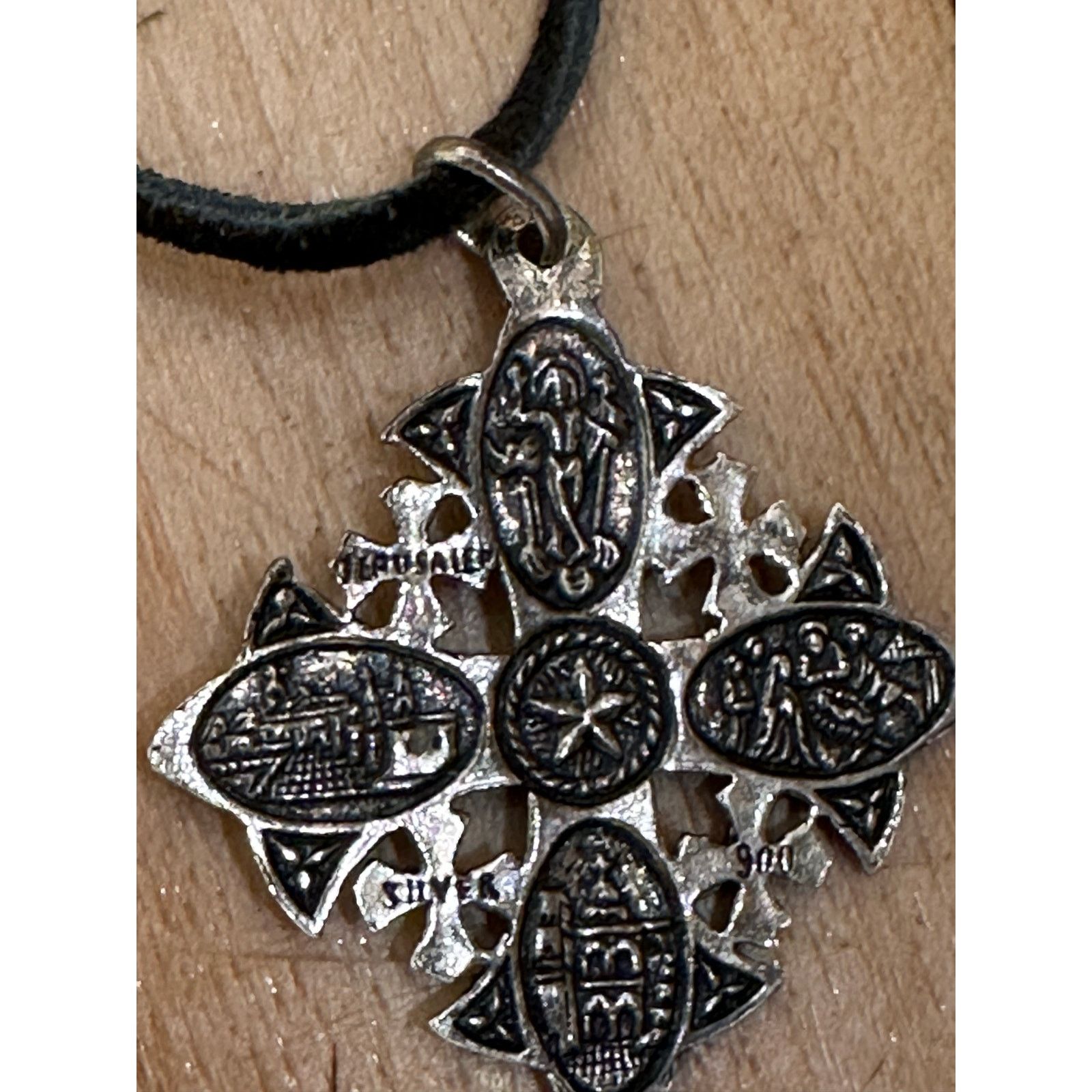 Vintage Vintage 900 Silver Jeruselum Cross Religious Necklace Size ONE SIZE - 7 Thumbnail