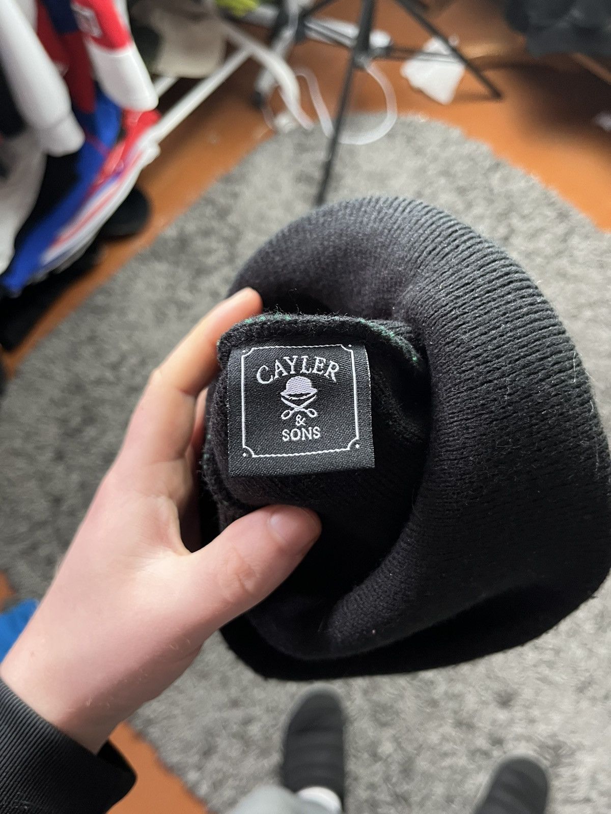 Cayler and Sons Cayler & Sons "Roll Light Smoke" Marijuana Leaf Beanie Black Size ONE SIZE - 4 Thumbnail