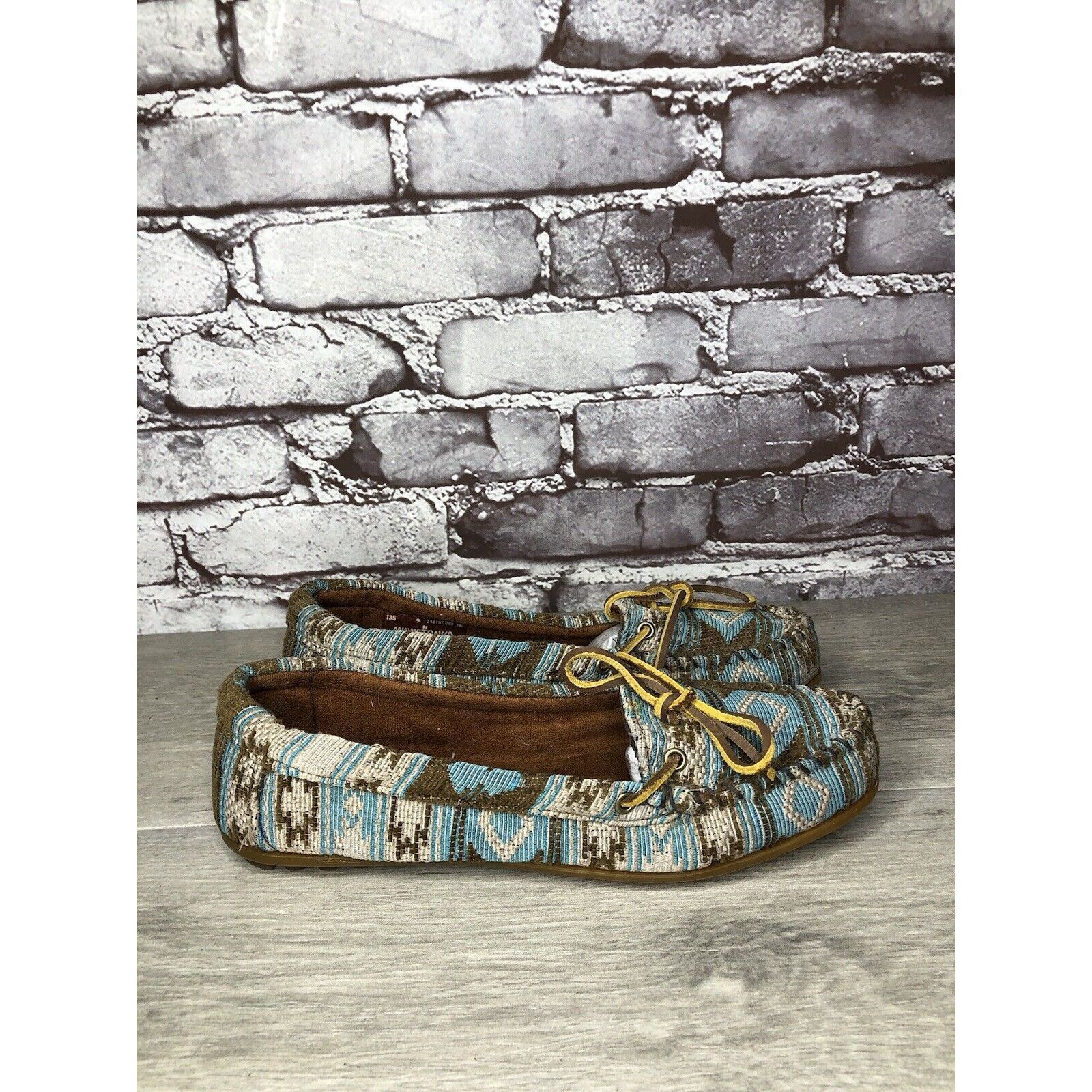 Minnetonka Minnetonka Blue Aztec Southwest Lace Bow Moccasins Shoes Wom Size US 9 / IT 39 - 4 Thumbnail