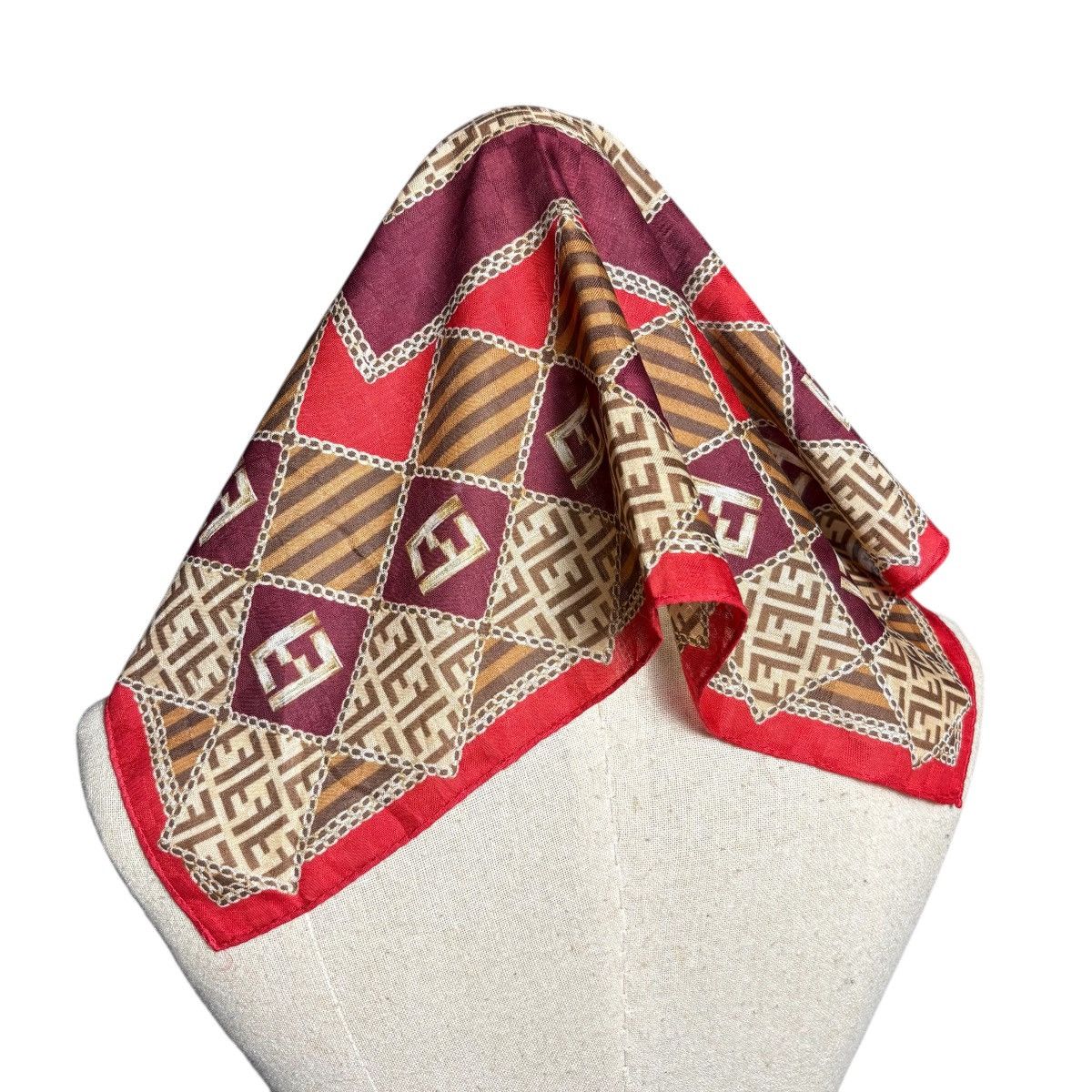 Fendi Fendi Monogram FF Logo Handkerchief Silk Scarf Size ONE SIZE - 4 Thumbnail