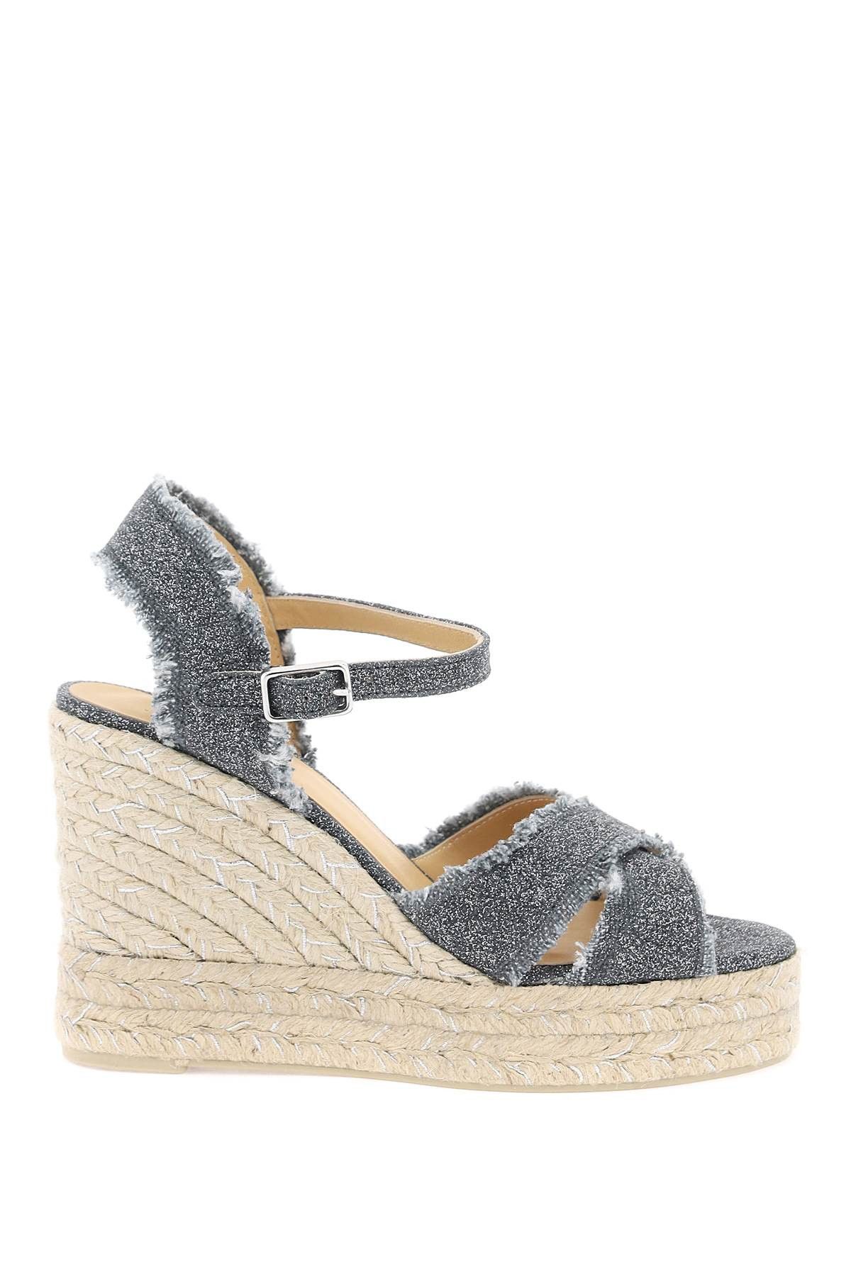 image of Castaner Lurex Bromelia Wedge Sandals in Grigio, Women's (Size 11)