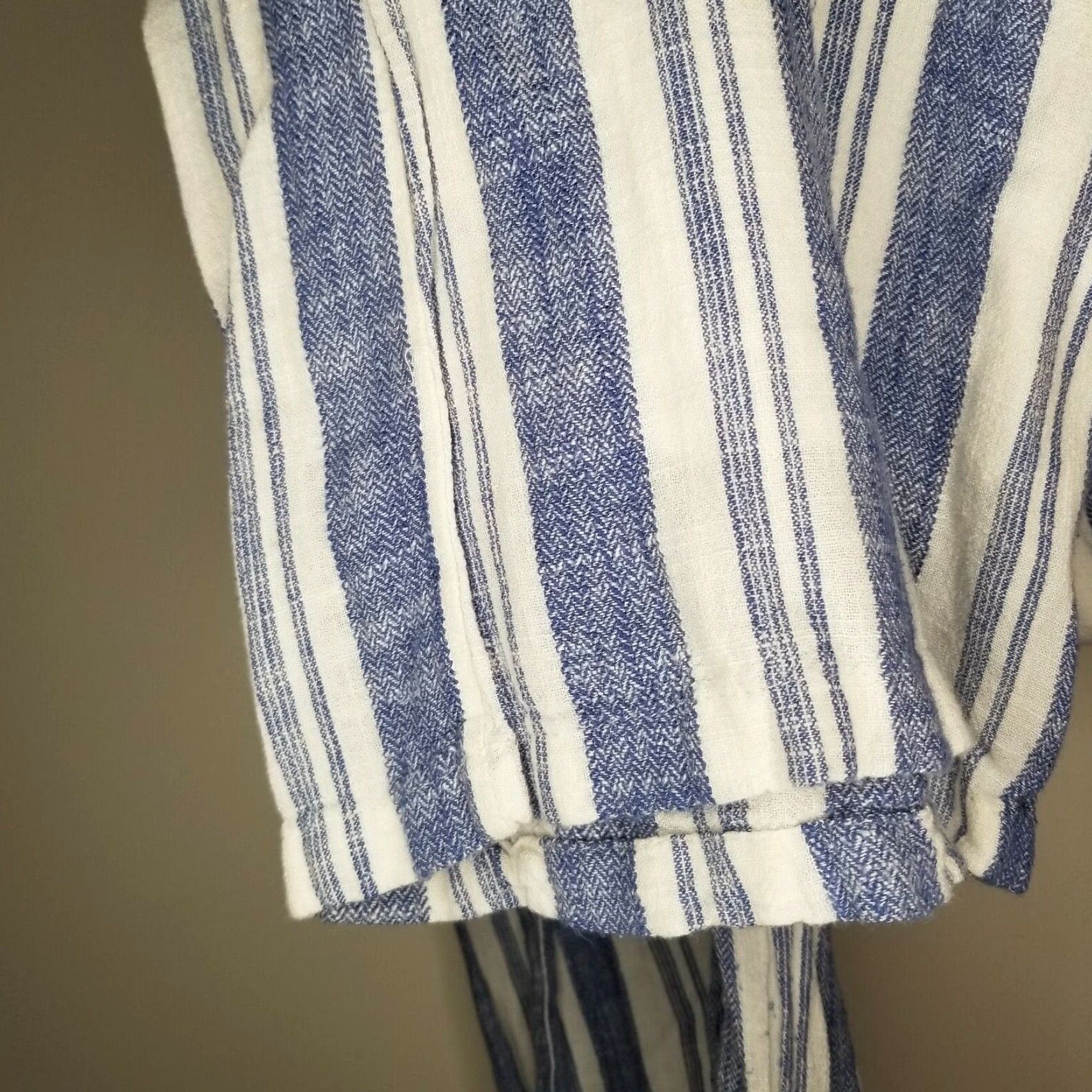 Vintage Miami Women’s Pants Striped Elastic Waist Loose Medium Blue White Size 32" / US 10 / IT 46 - 2 Thumbnail