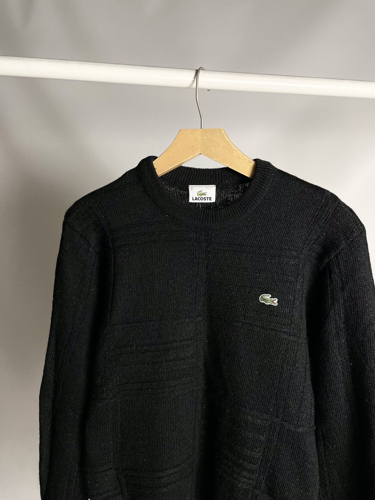 Lacoste × Vintage VINTAGE 🐈‍⬛ Lacoste Black Knitted Sweater Size US M / EU 48-50 / 2 - 2 Thumbnail