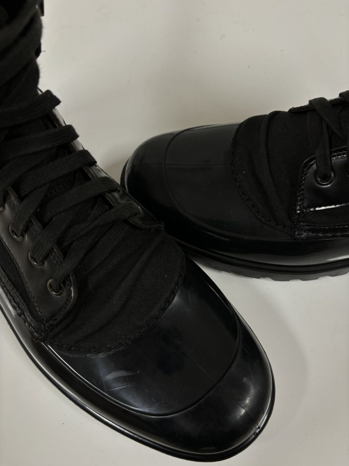 Burberry Prorsum Leather-Canvas Mono Black Lace-Up Rubber High Boots Shoes 44 Size US 11.5 / EU 44-45 - 20 Thumbnail