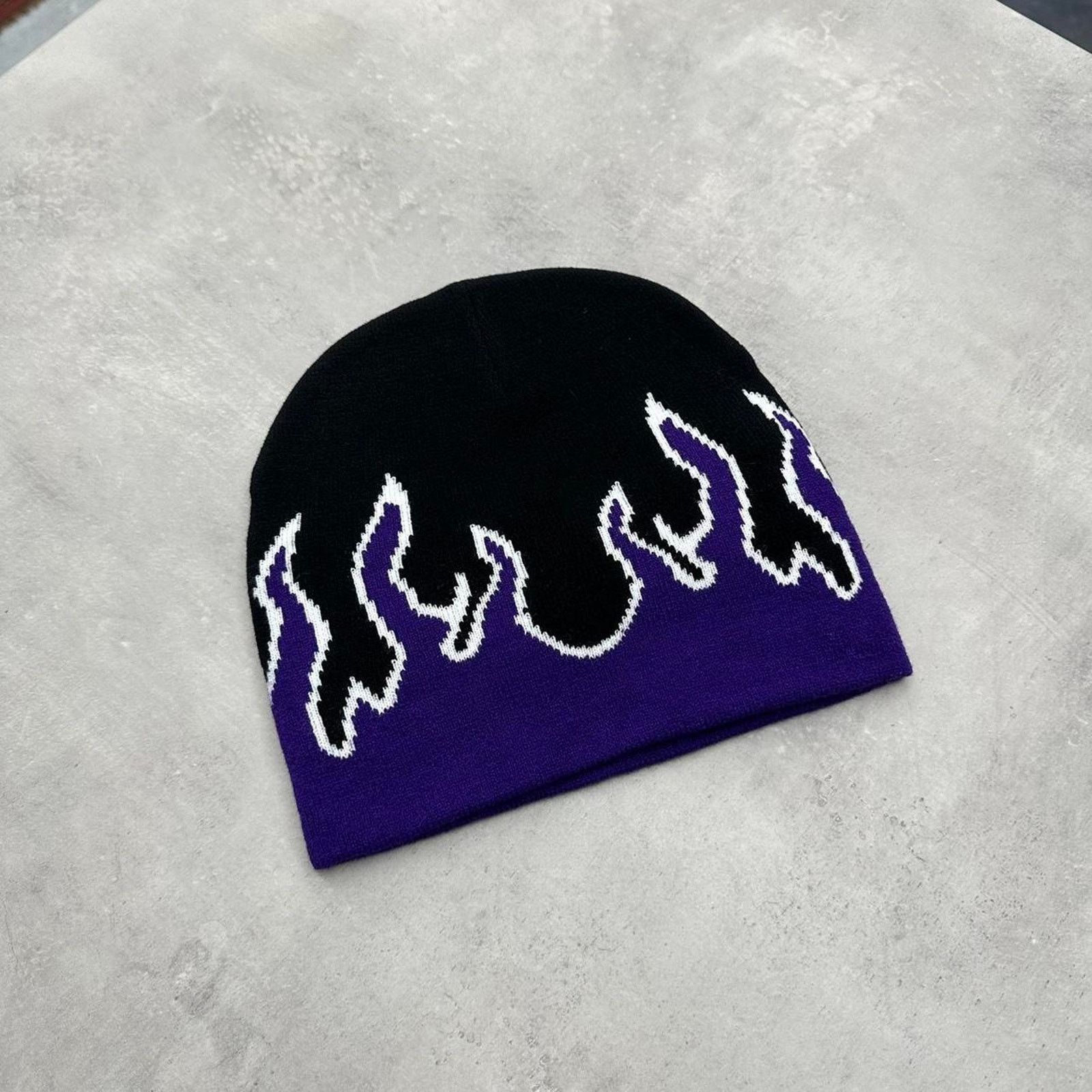 Other Vintage Style Purple Flame Beanie Hat Size ONE SIZE - 4 Thumbnail