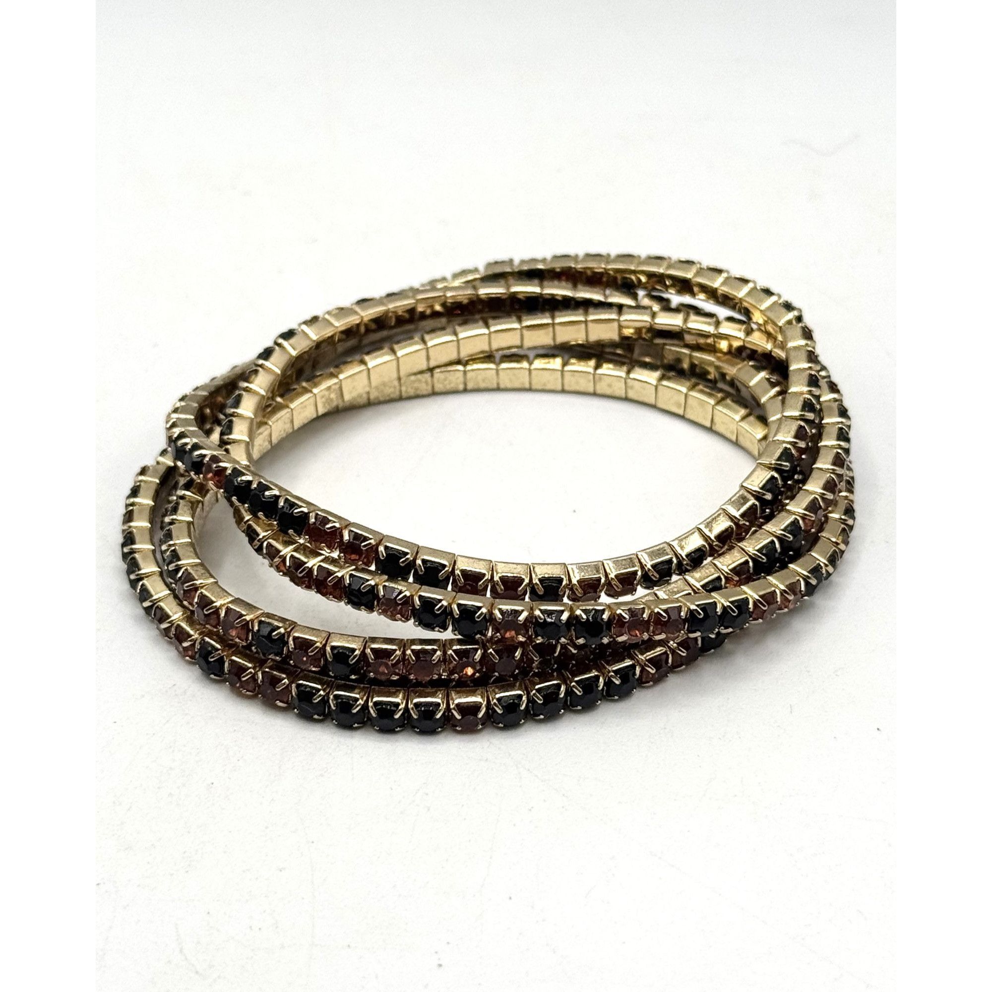 Vintage Vintage brown & black rhinestone stretch five strand bracele Size ONE SIZE - 1 Thumbnail