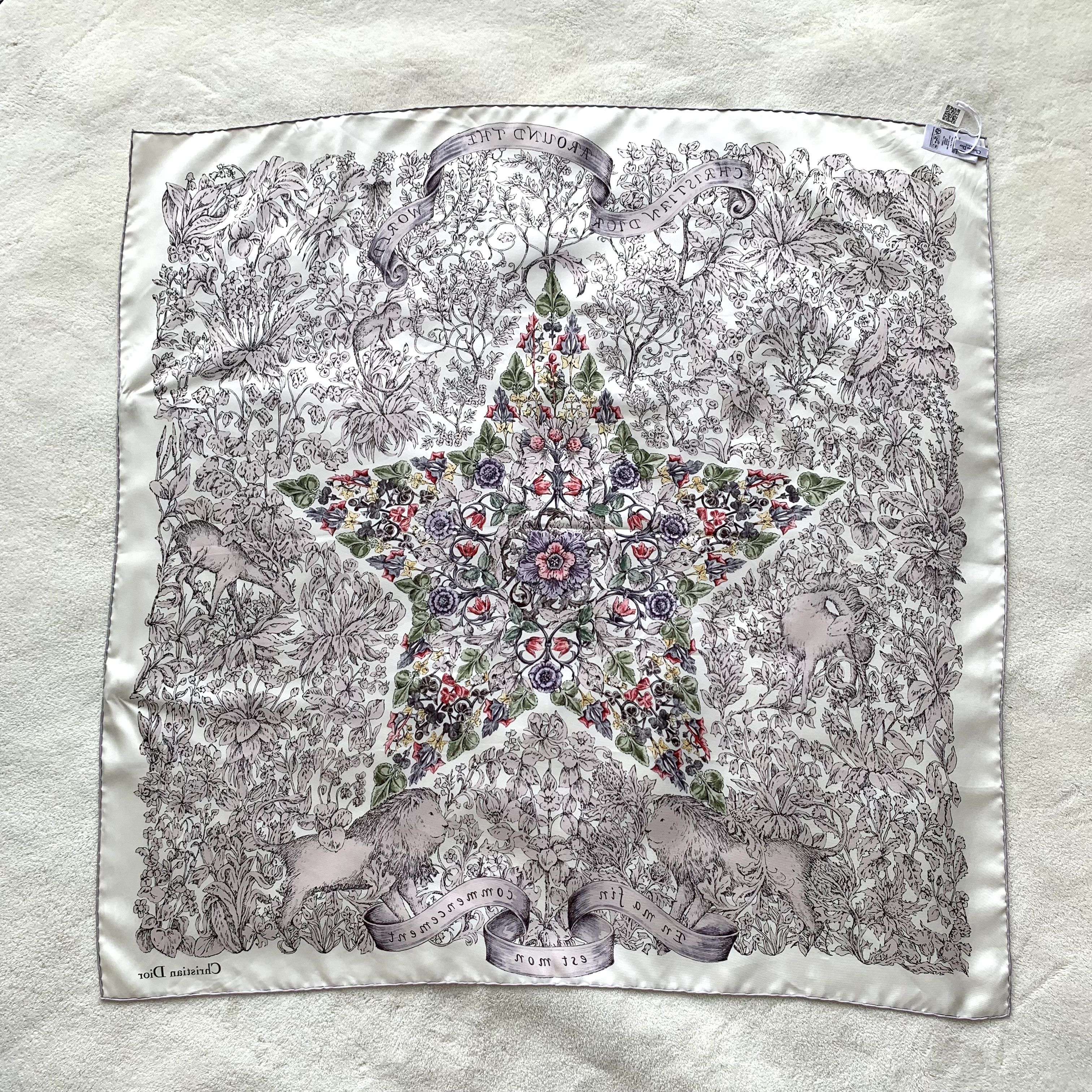 Dior Dior Star & Animal Print Silk Scarf White (90×90 cm) Size ONE SIZE - 2 Thumbnail