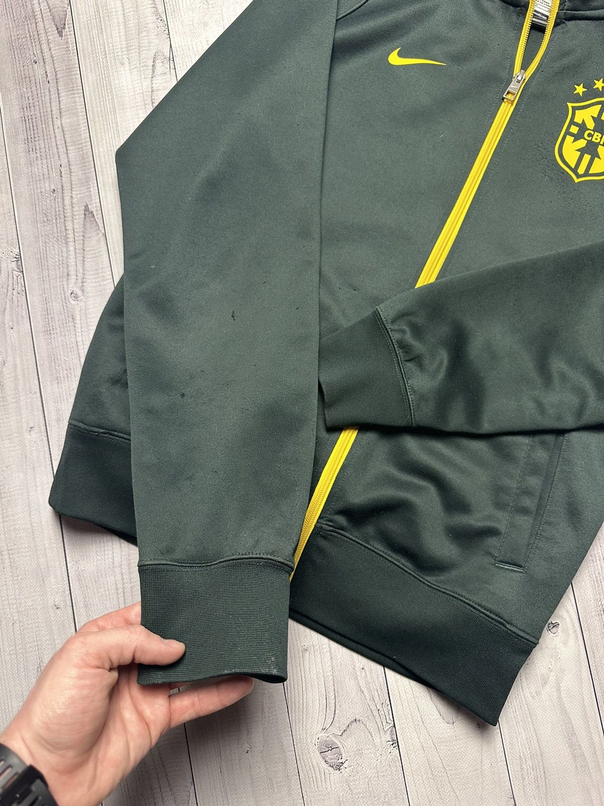 Nike × Vintage Vintage Nike Brazil soccer track jacket size S rare green Size US S / EU 44-46 / 1 - 9 Thumbnail