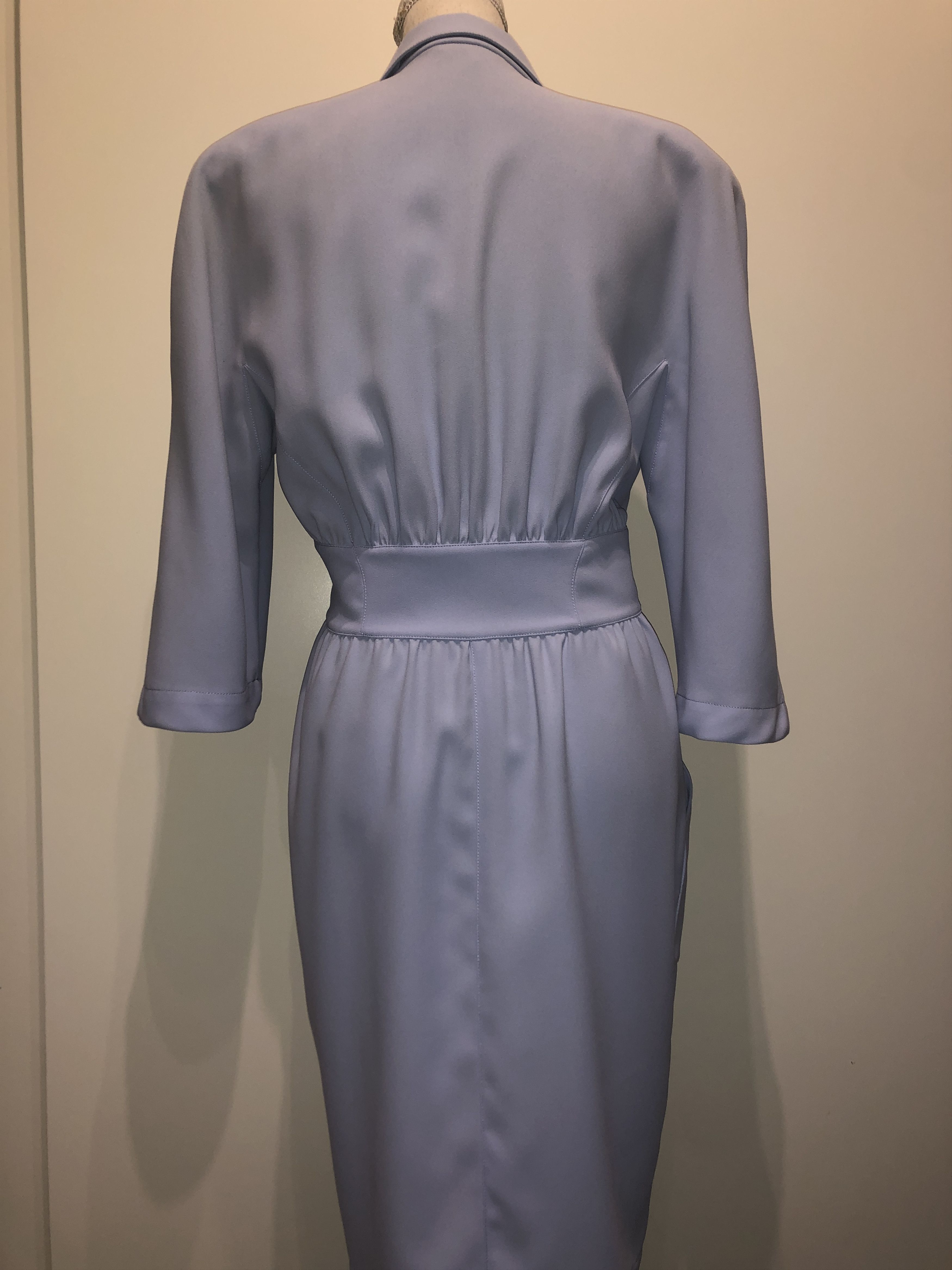 Thierry Mugler Silver Metal embellishment pale blue dress Size L / US 10 / IT 46 - 3 Thumbnail