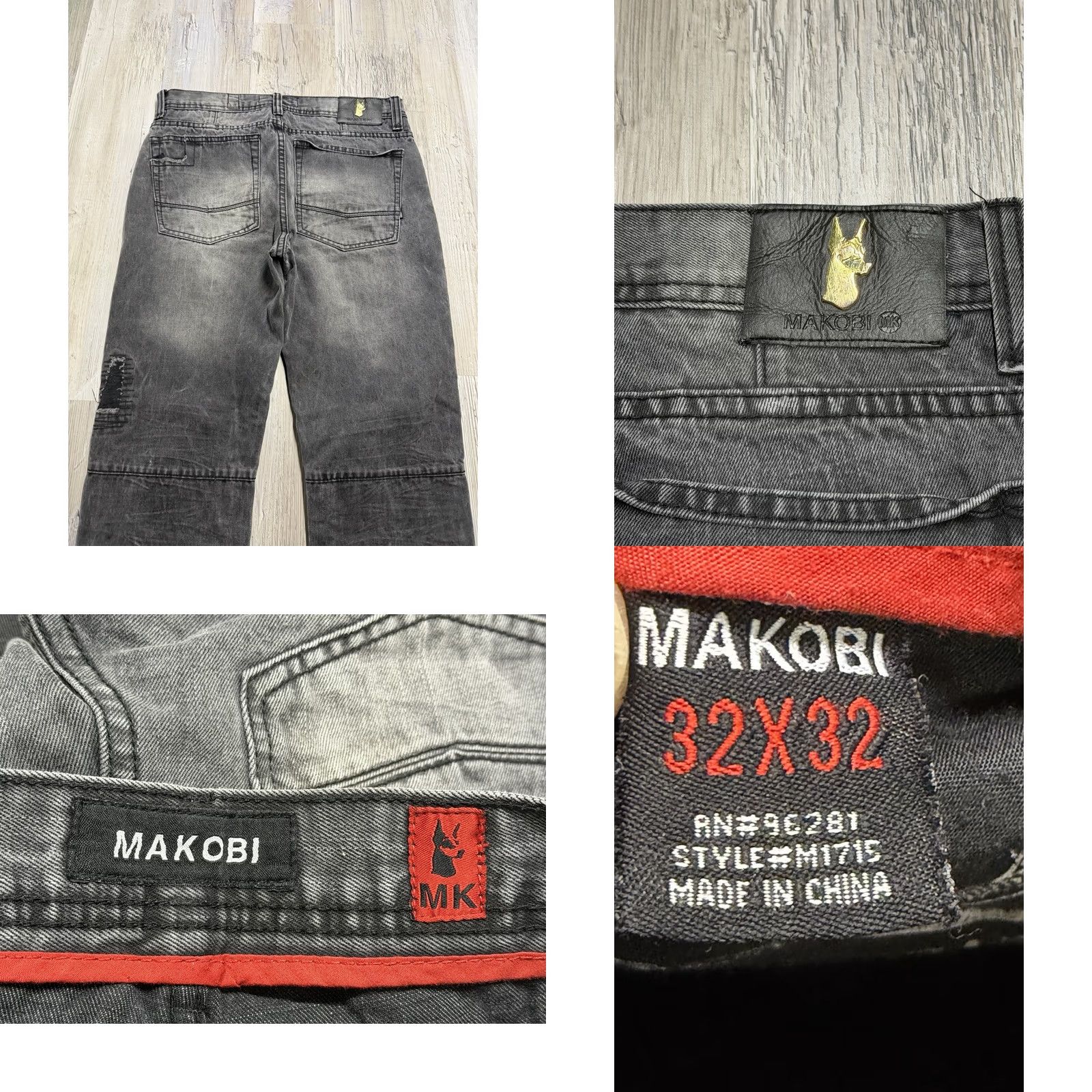 Denime MAKOBI Jeans Mens 32x32 Black Distressed Fade Slim Denim Designer City Size US 32 / EU 48 - 8 Thumbnail
