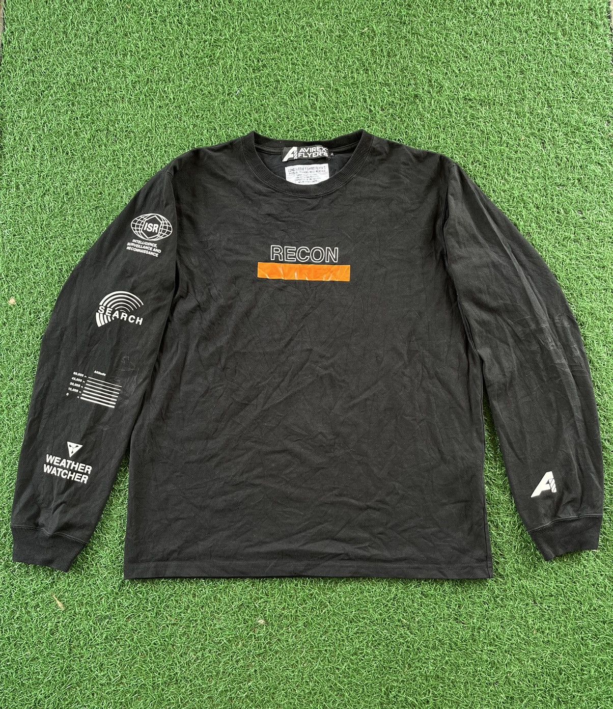 image of Avirex Flyers Recon Big Logo Long Sleeve Tee in Black, Men's (Size Large)