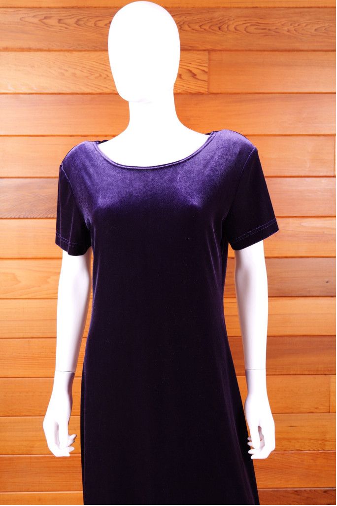 Vintage 90’s Purple Velvet Body Con Long Maxi Dress Size M / US 6-8 / IT 42-44 - 3 Thumbnail
