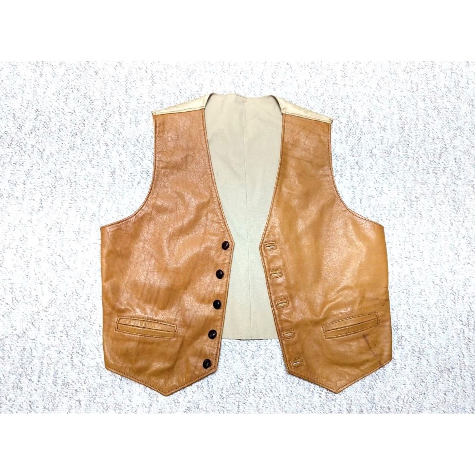 Vintage vintage Western vest Leather Cowboy Cowhide 42-44 M Size US M / EU 48-50 / 2 - 6 Thumbnail