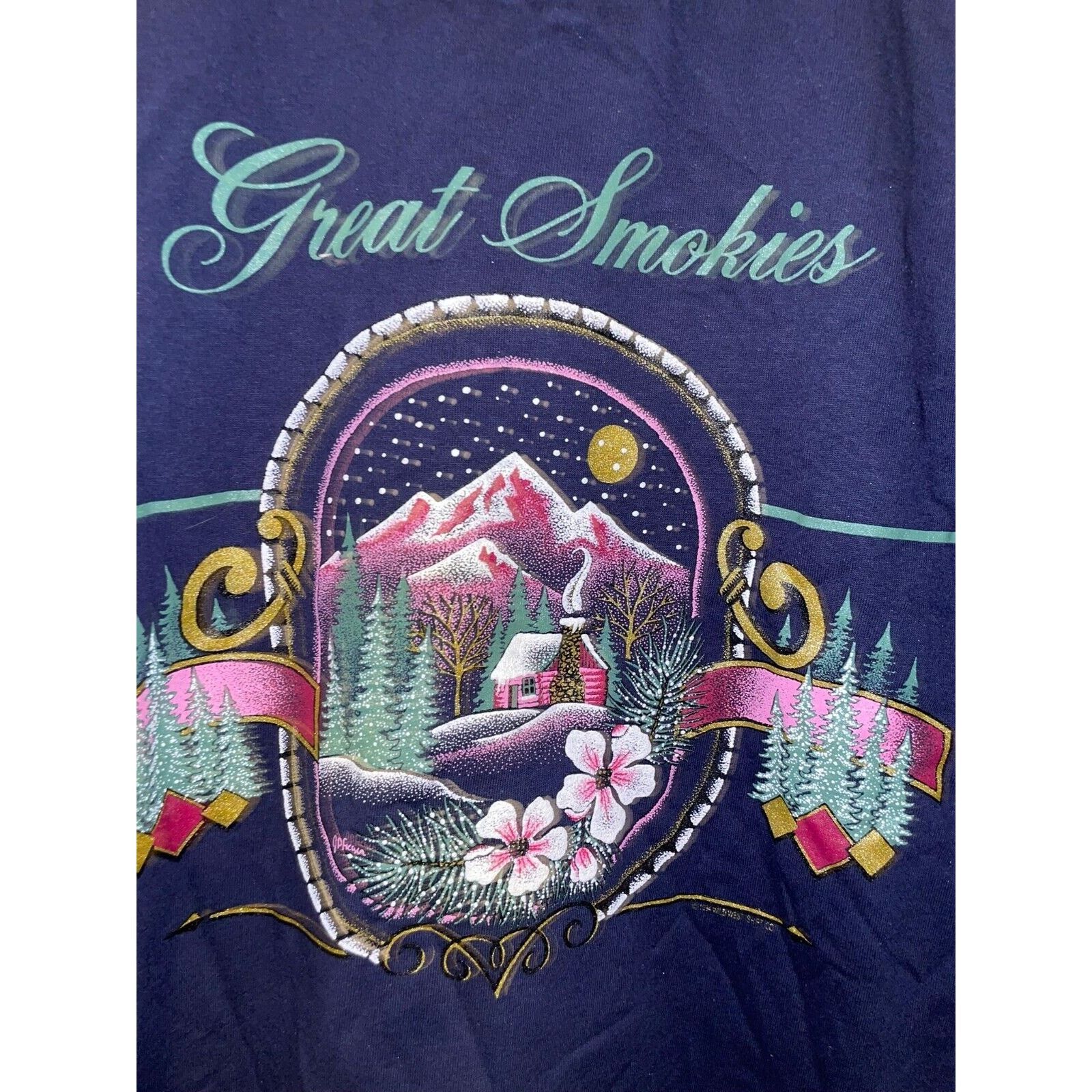 Jerzees Vintage Great Smokies Shirt Mountain Blue Tee VTG 90s Large Size US L / EU 52-54 / 3 - 2 Thumbnail