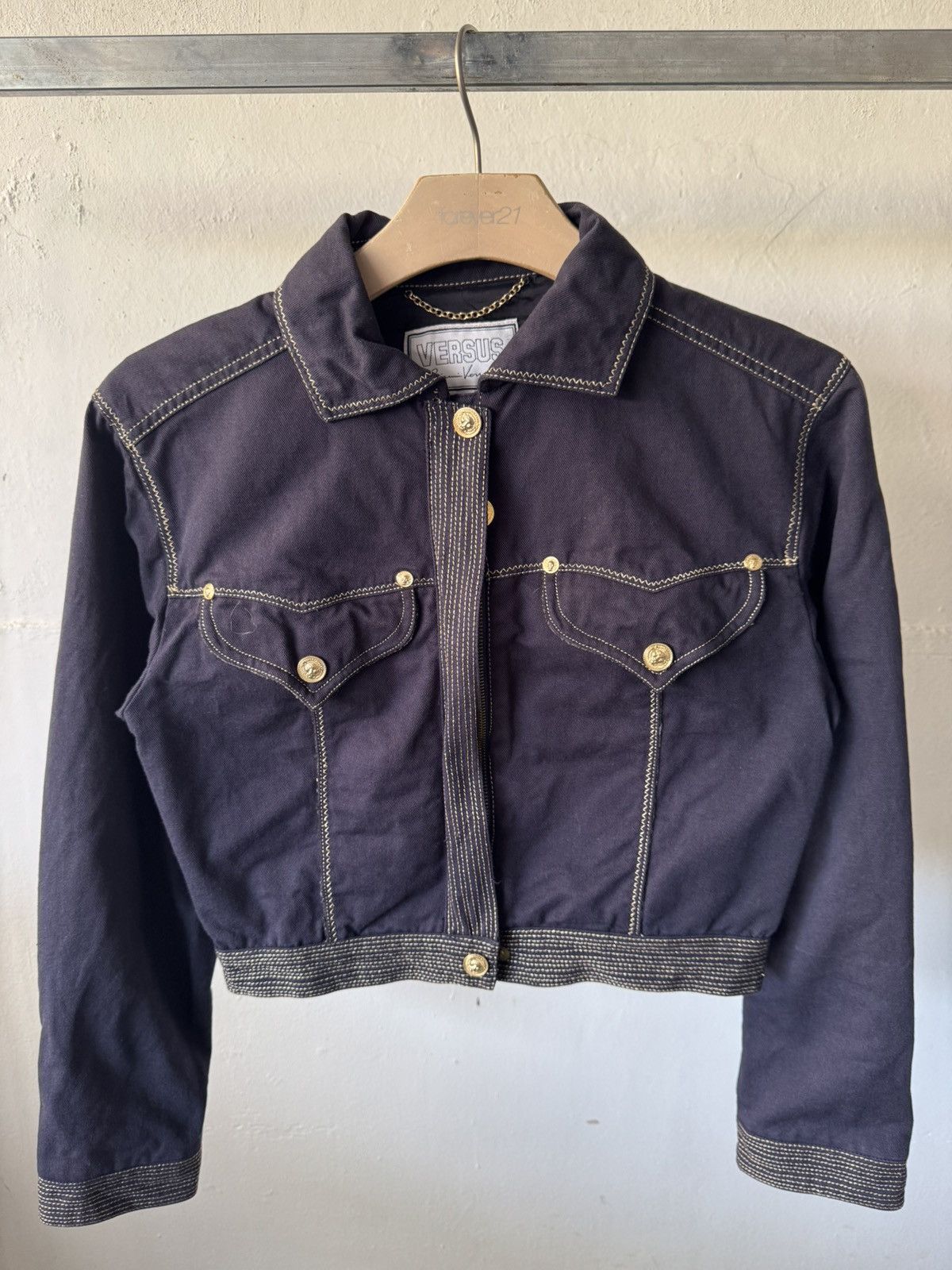 Versus Versace S/S 1992 Versus Gianni Versace Archive Crop Denim Jacket Size XS / US 0-2 / IT 36-38 - 3 Thumbnail