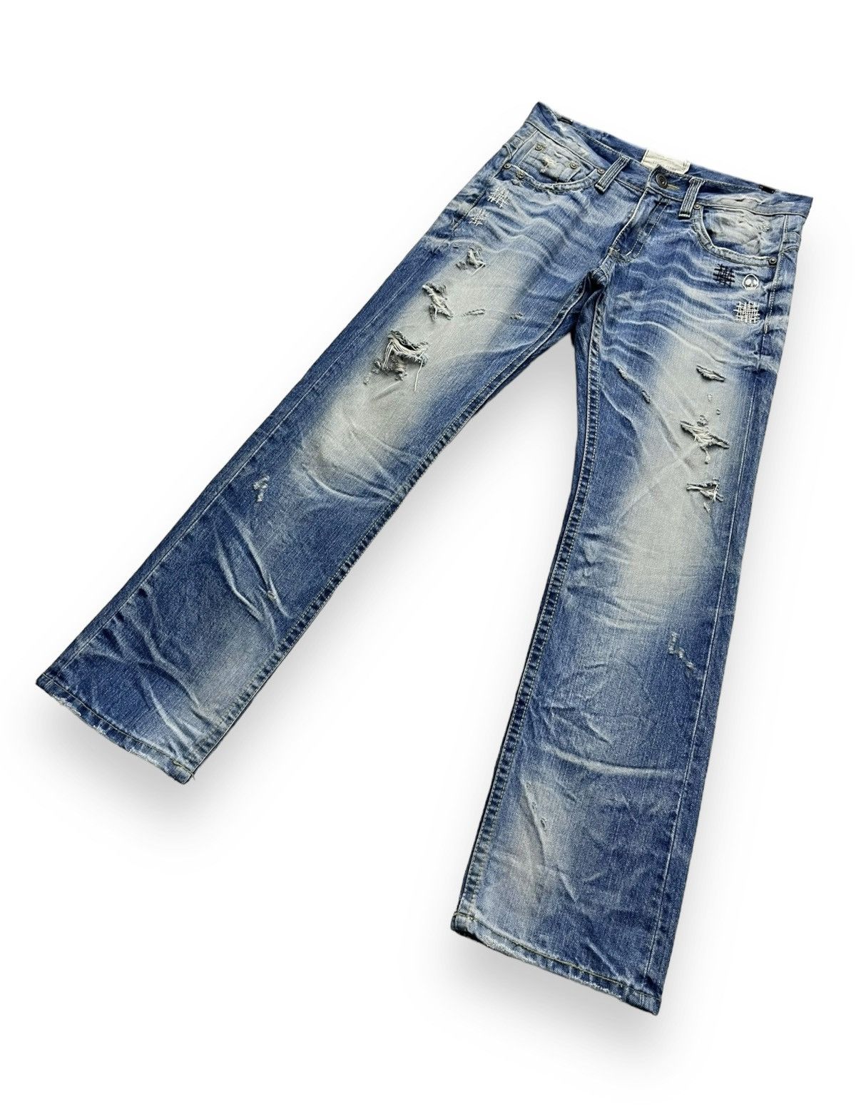 Lolita Jeans FYE🔥LOLITA Skull Embroidery Distressed Exotic Washed Denim Size US 29 - 10 Thumbnail