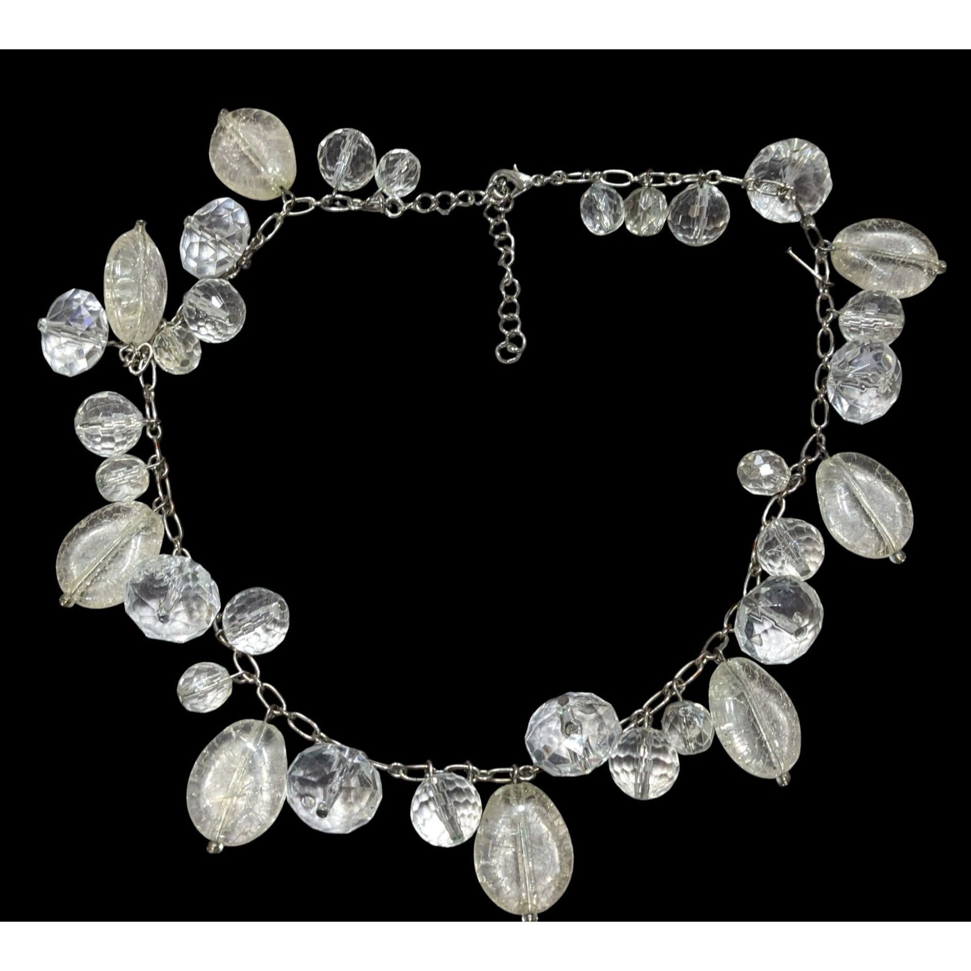 Other Elegant Glam Clear Beaded Statement Necklace With Silver Ton Size ONE SIZE - 1 Thumbnail