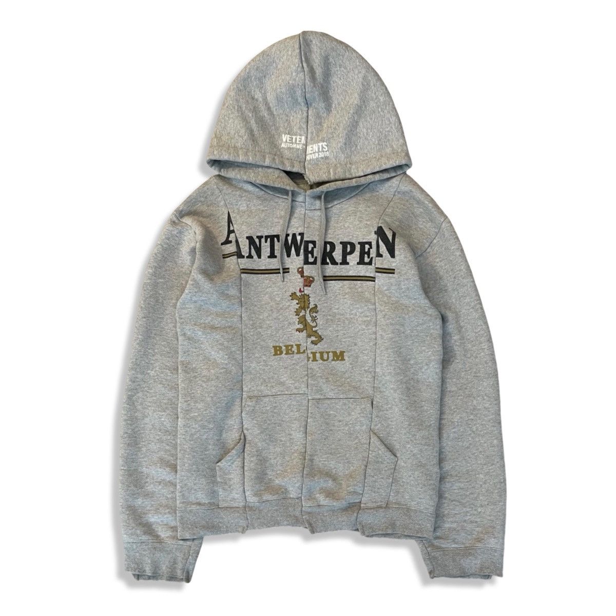 VETEMENTS 18aw Antwerpen Hoodie グレー　パーカー Vetements AW18 Antwerpen Grey Reconstructed Pullover Hoodie | Grailed