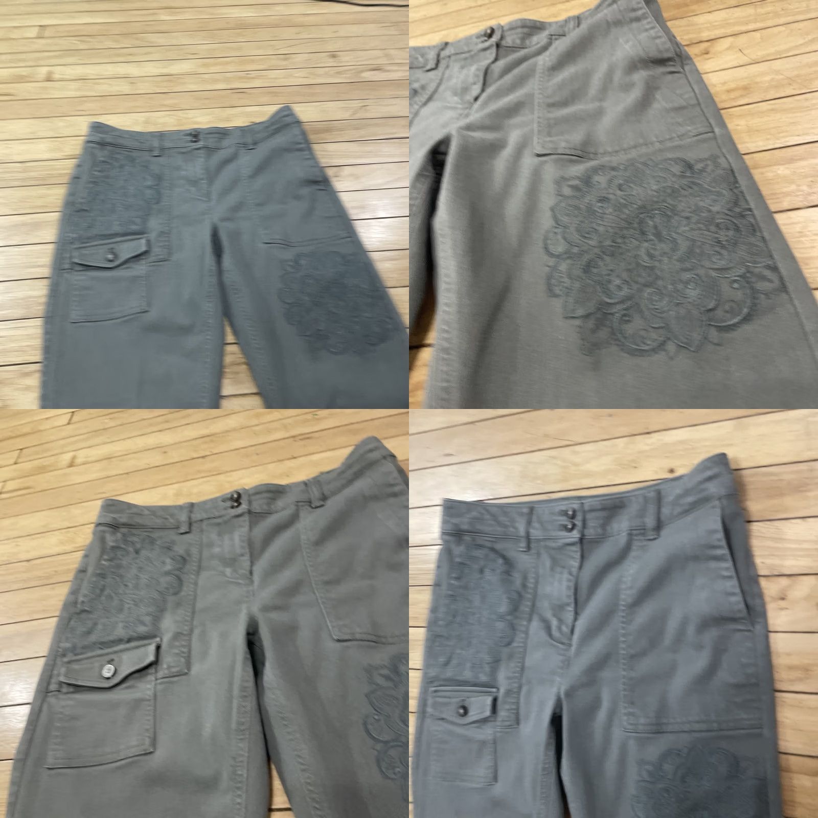 J. Jill VINTAGE J. Jill Cargo Pants Womens Size 6 Green Floral Embroidered Twill Outdoor Pockets Straight Inseam 27" Regular Mens Girls Women Size 28" / US 6 / IT 42 - 9 Thumbnail