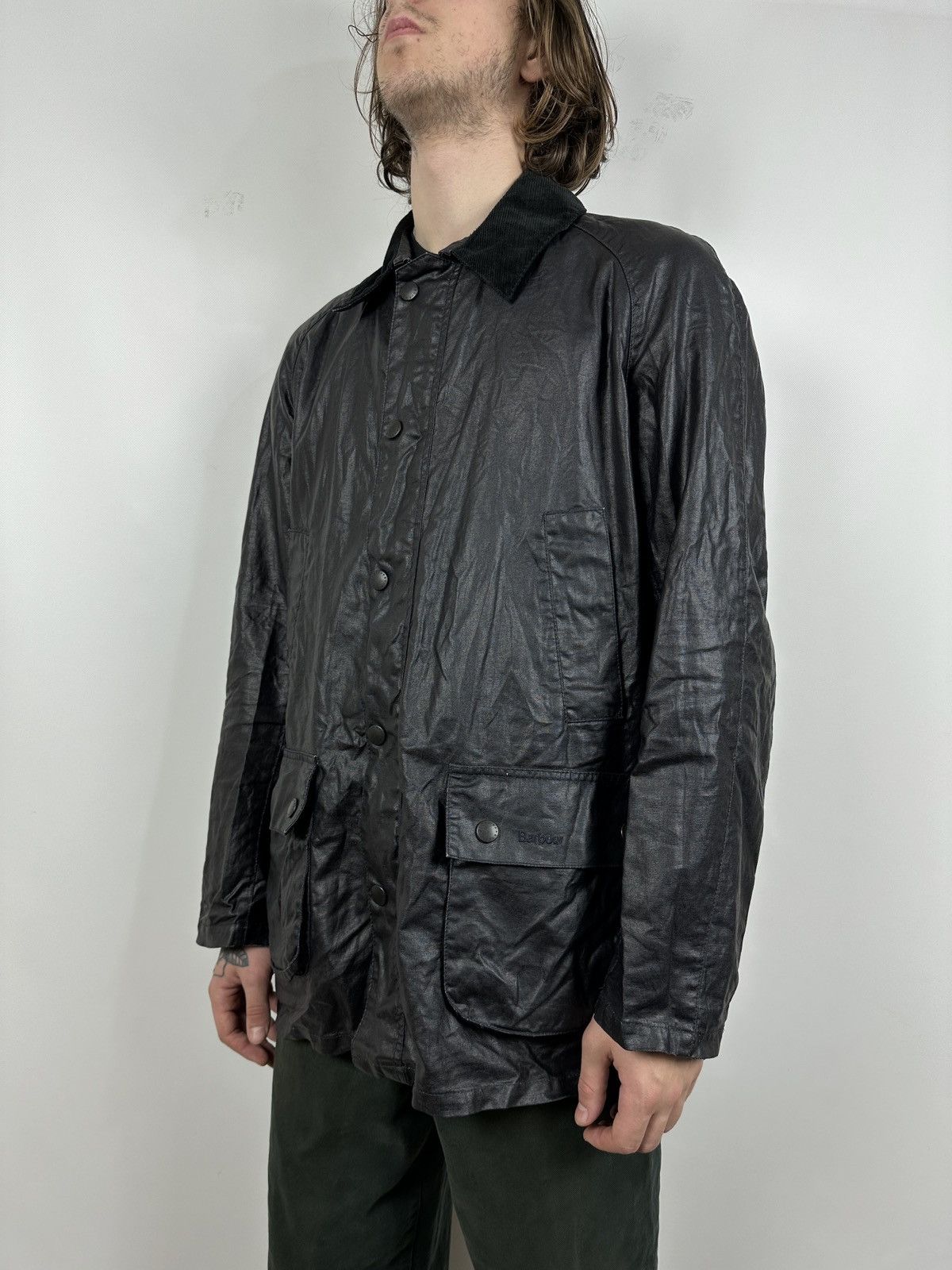 Barbour Barbour Black Keats Linen/Polyurethane Coated Jacket Size US L / EU 52-54 / 3 - 2 Thumbnail