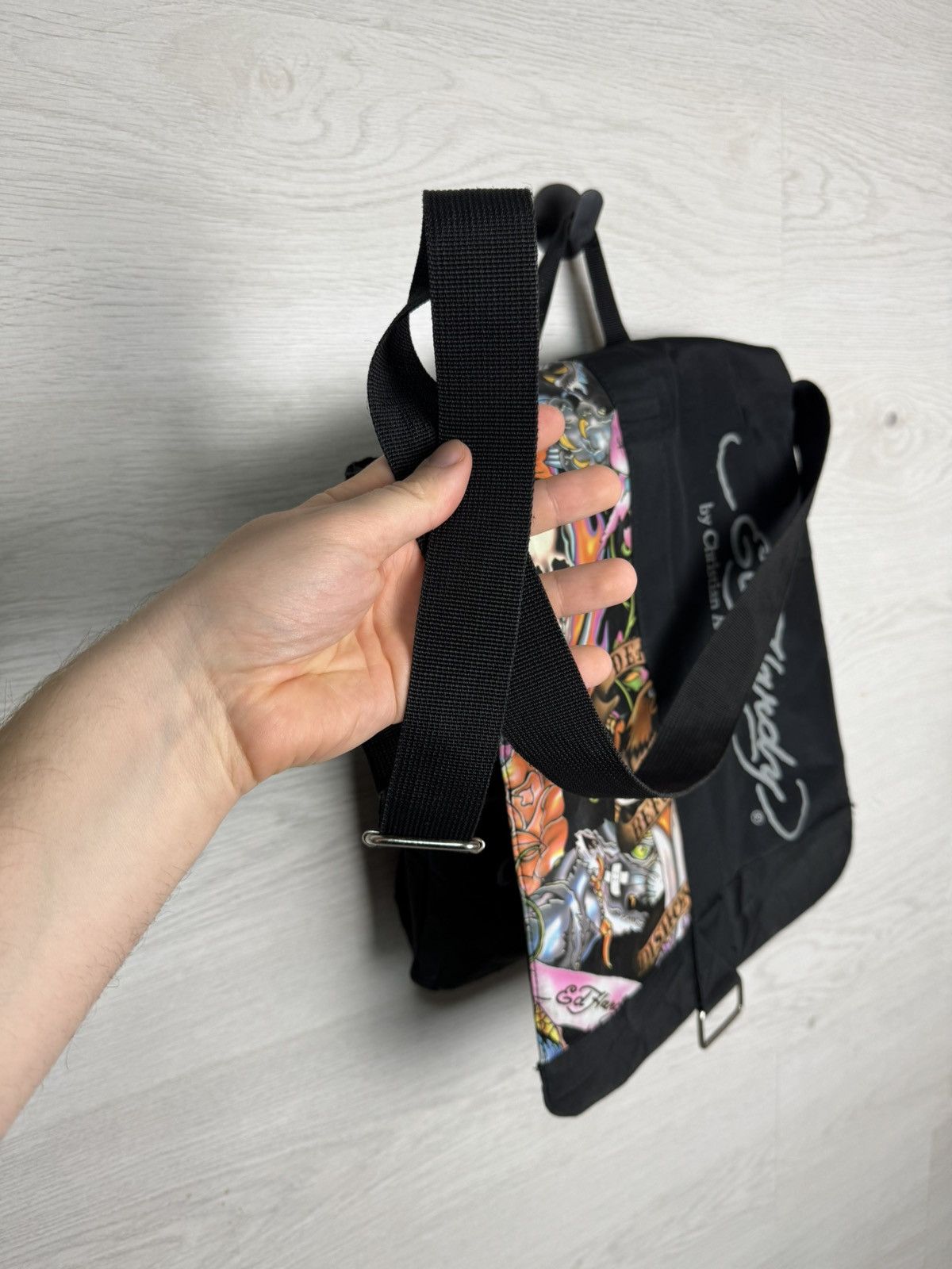 Ed Hardy Ed Hardy Tattoo Skull Messenger Bag by Christian Audigier Size ONE SIZE - 10 Thumbnail