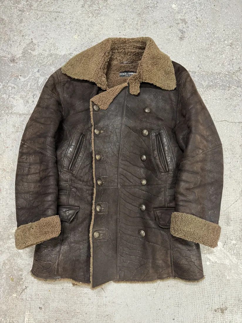 Dolce & Gabbana × Vintage AW2002 Dolce & Gabbana Shearling Brown Elevated Leather Jacket Size US M / EU 48-50 / 2 - 5 Thumbnail