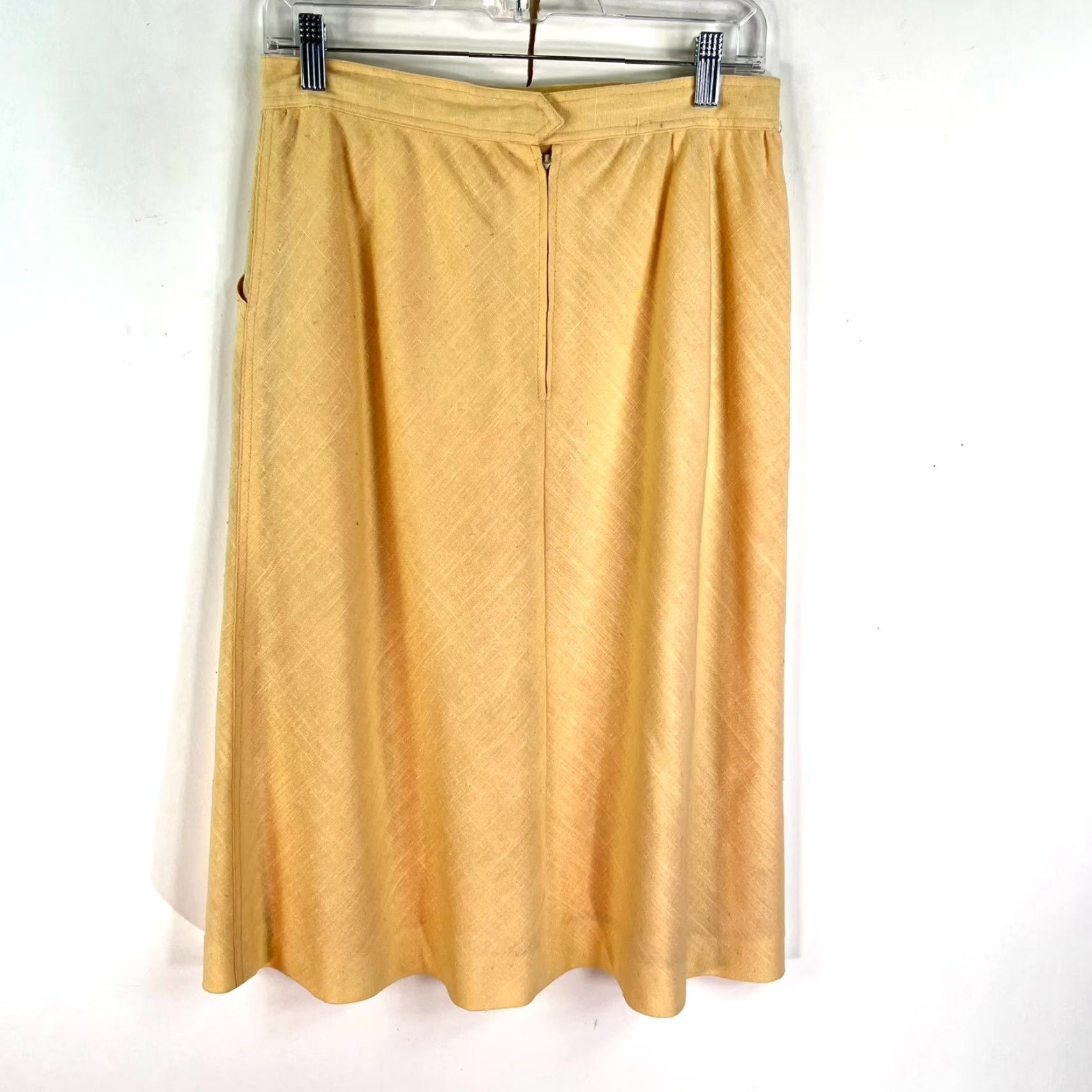 Vintage Vintage Evaa Picon A-Line Linen Skirt Women’s Size 14 Yellow Pockets 80s Midi Fall Spring Summer Size 36" / US 14 / IT 50 - 4 Thumbnail