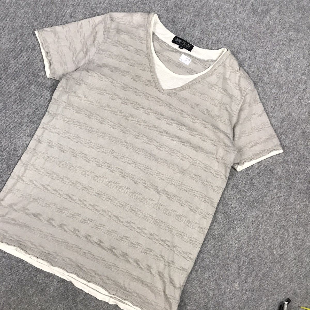 Beams Plus × Designer × Japanese Brand BEAMS STRIPED DESIGN DOUBLE TSHIRT STYLE Size US M / EU 48-50 / 2 - 4 Thumbnail