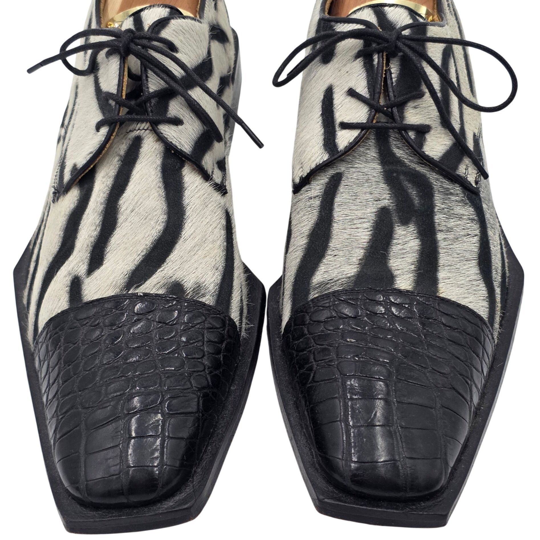 David Eden Vintage David Eden Men 9 Alligator Pony Hair Zebra Spectator Size US 9 / EU 42 - 2 Thumbnail