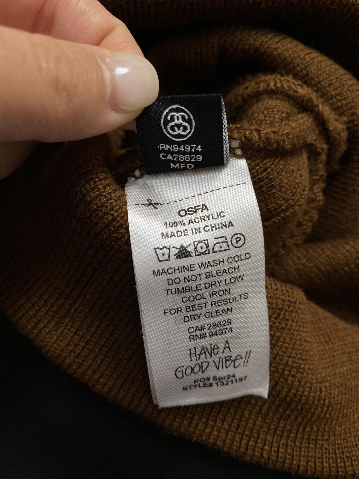 Stussy Rare Stussy Mixed Logo No Cuff Knit Skull Cap Brown Beanie Size ONE SIZE - 7 Thumbnail