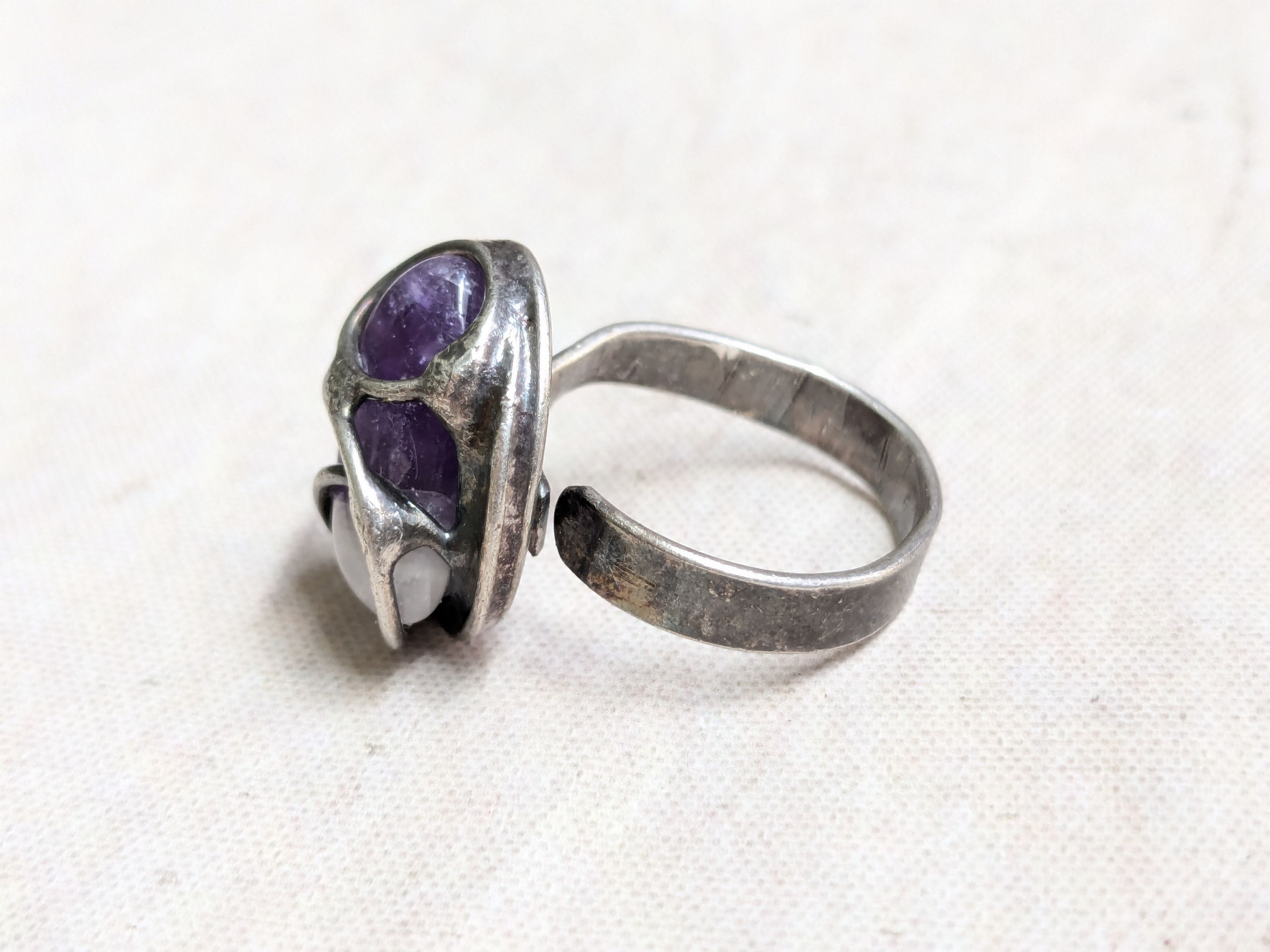 Jewelry × Vintage Vintage Sterling Silver Amethyst Ring Purple Denmark Size ONE SIZE - 2 Thumbnail