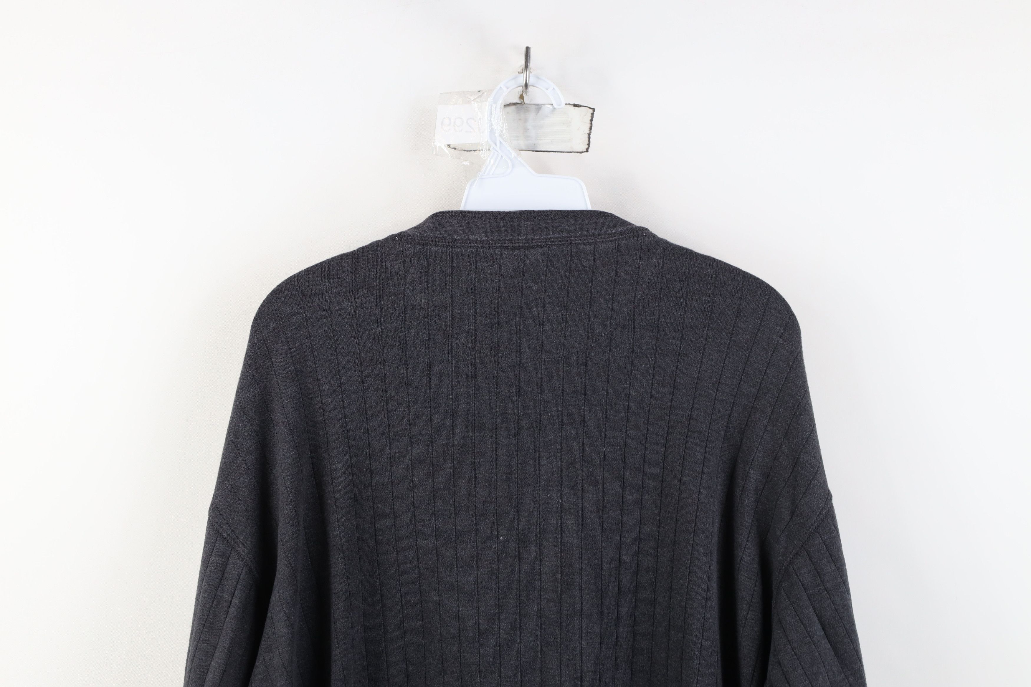 Vintage Vintage 90s Y2K Streetwear Ribbed Knit Henley T-Shirt Gray Size US L / EU 52-54 / 3 - 11 Thumbnail