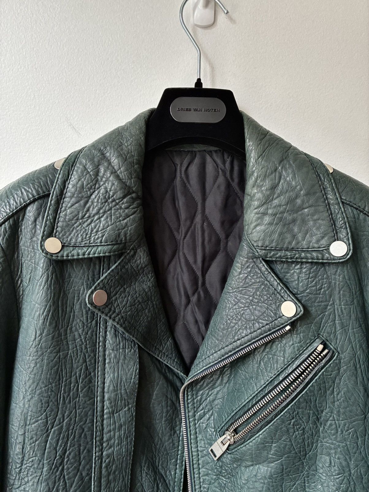 Balenciaga Balenciaga AW2014 Green Lamb Leather Biker Jacket Size US S / EU 44-46 / 1 - 21 Thumbnail