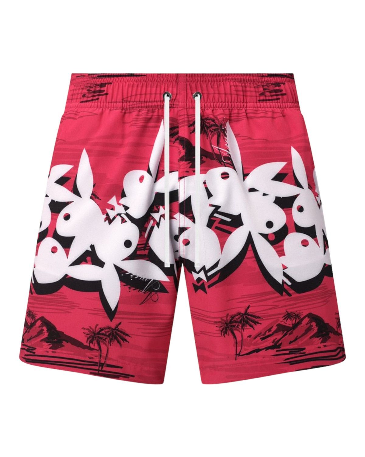 image of Amiri x Playboy Msf019610 Playboy Hawaiian Swim Trunks in Red, Men's (Size 30)