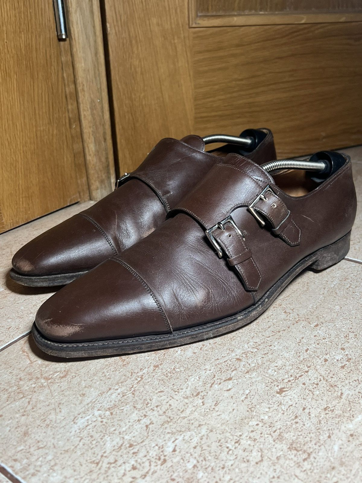 John Lobb Vintage JOHN LOBB William Brown Double Leather Monk Straps Size US 11 / EU 44 - 1 Thumbnail
