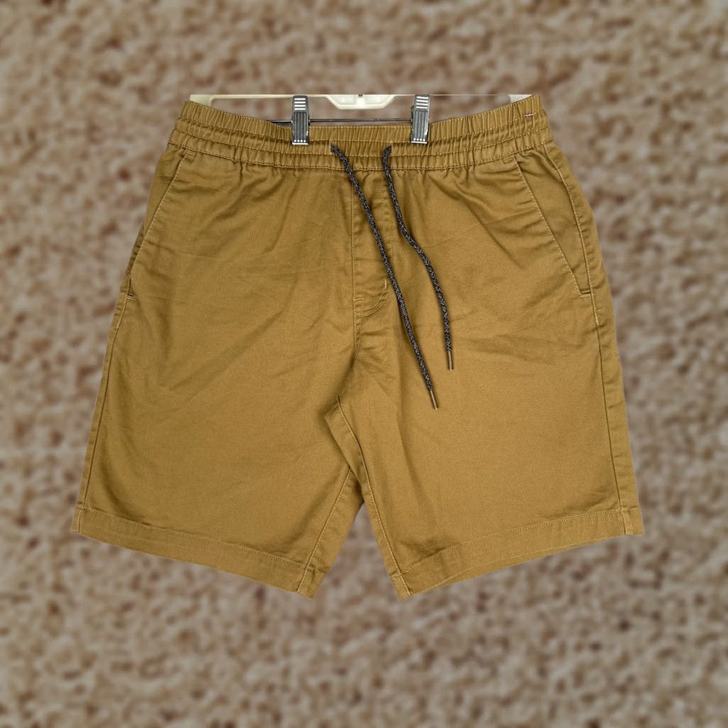 Volcom Volcom Shorts Mens 30 Brown Chino 9 Inseam Drawstring Elastic Waist Summer Venting Logo Pockets Casual Regular Fit Size US 30 / EU 46 - 1 Thumbnail