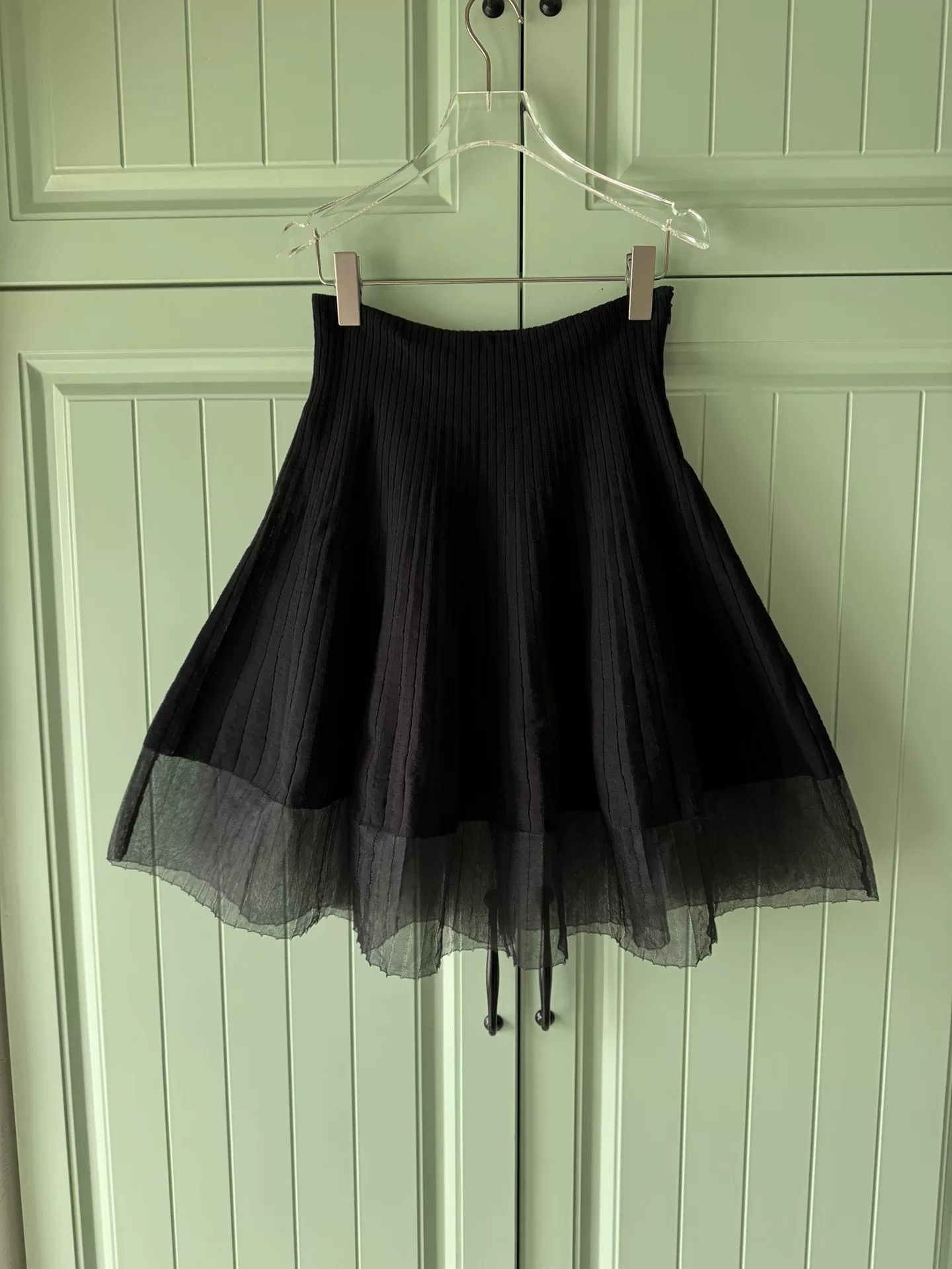 Dior Christian Dior Black Pleated Tulle Skirt Size 40" / US 18 - 1 Thumbnail