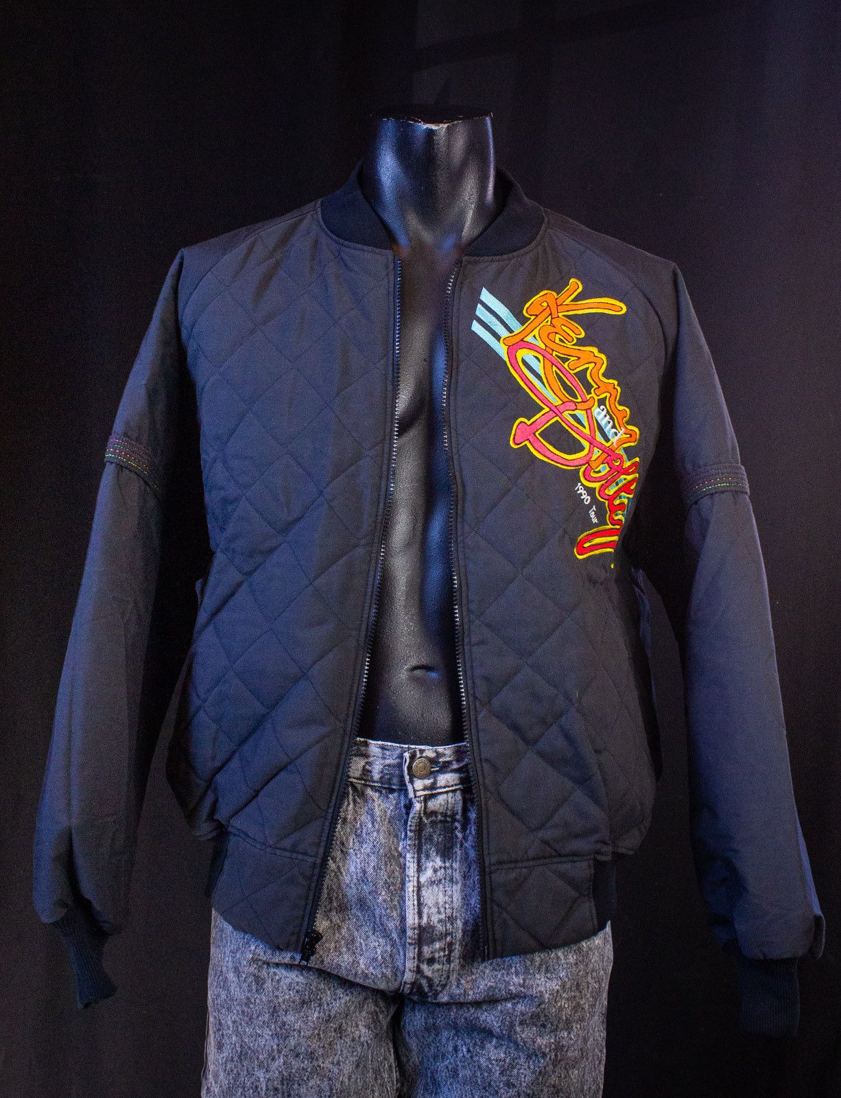 image of Vintage Kenny Rogers And Dolly Parton Tour Bomber Jacket in Black, Men's (Size XL)