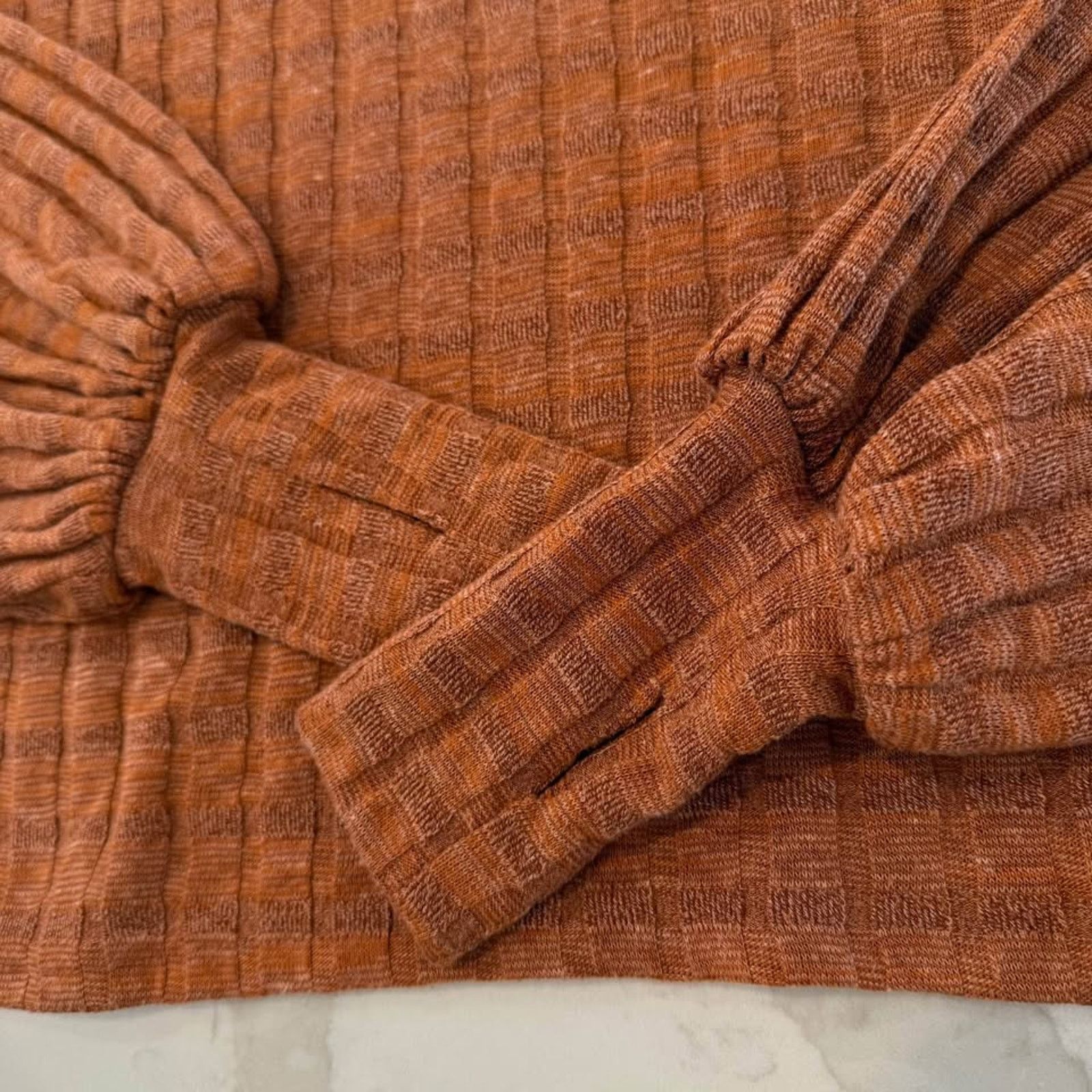 Other Gimmicks by Buckle Textured Knit Top Womens XS Rust Orange Size XS / US 0-2 / IT 36-38 - 6 Thumbnail