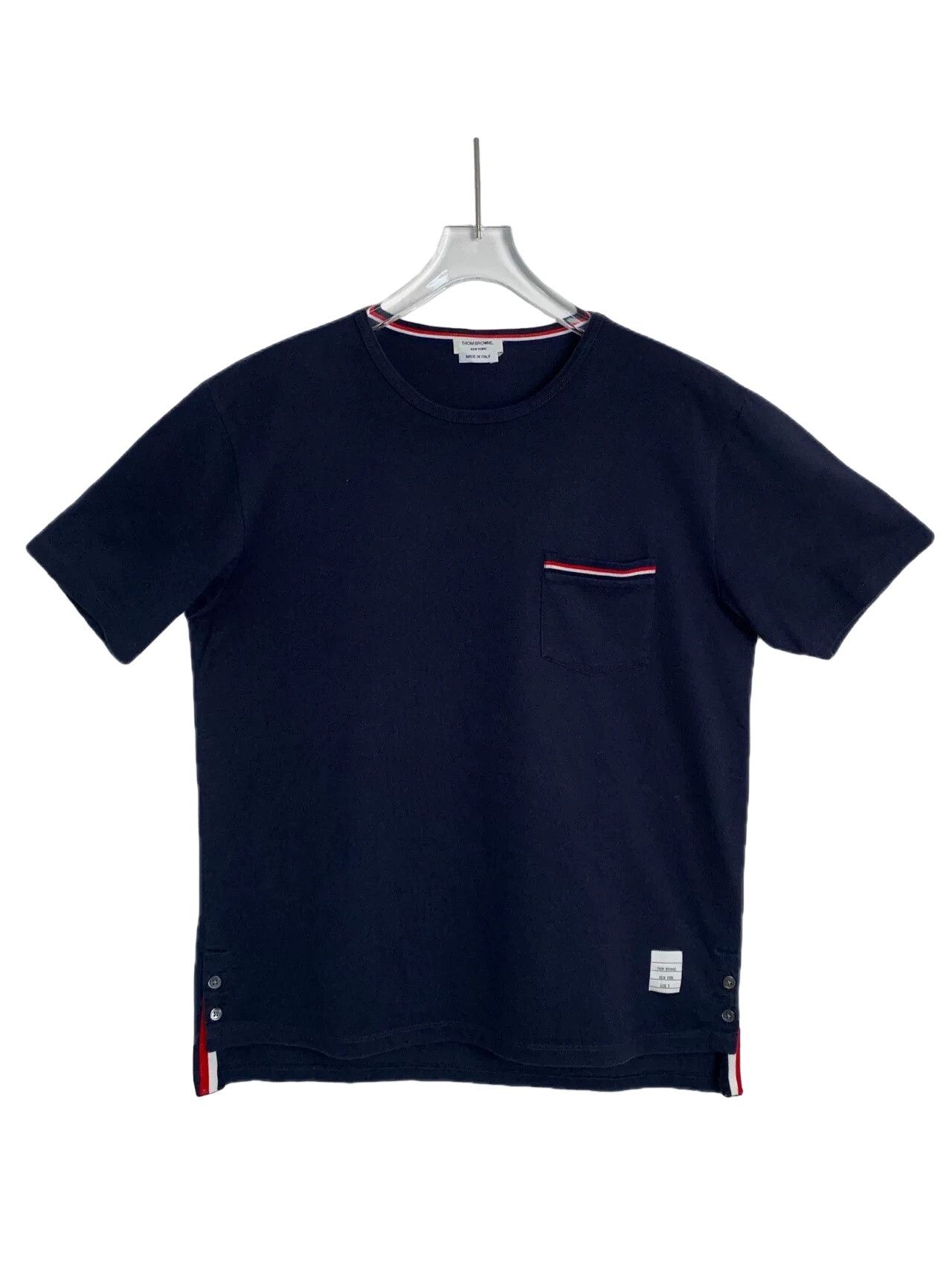 Thom Browne Thom Browne Striped Pocket Navy T-Shirt Size 3 Size US L / EU 52-54 / 3 - 1 Thumbnail