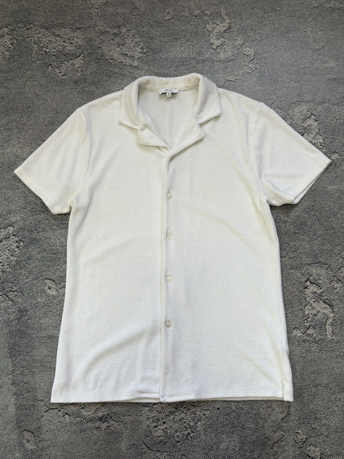 Reiss REISS Turin Terry Towelling Cuban Collar Shirt White S Size US S / EU 44-46 / 1 - 1 Thumbnail