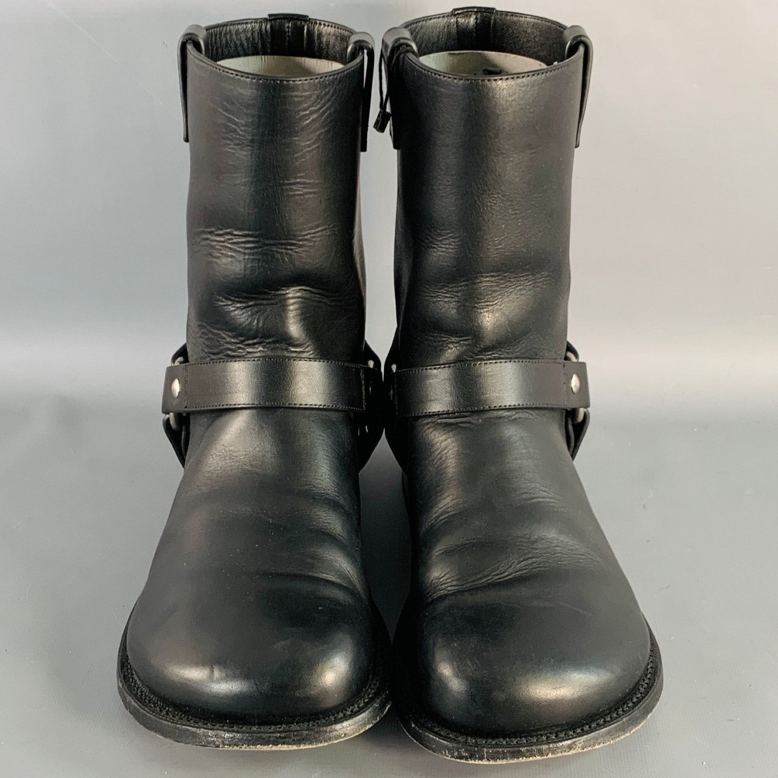 Loewe Size 9 Black Leather Pull On Round Toe Harness Biker Boots Size US 9 / EU 42 - 4 Thumbnail